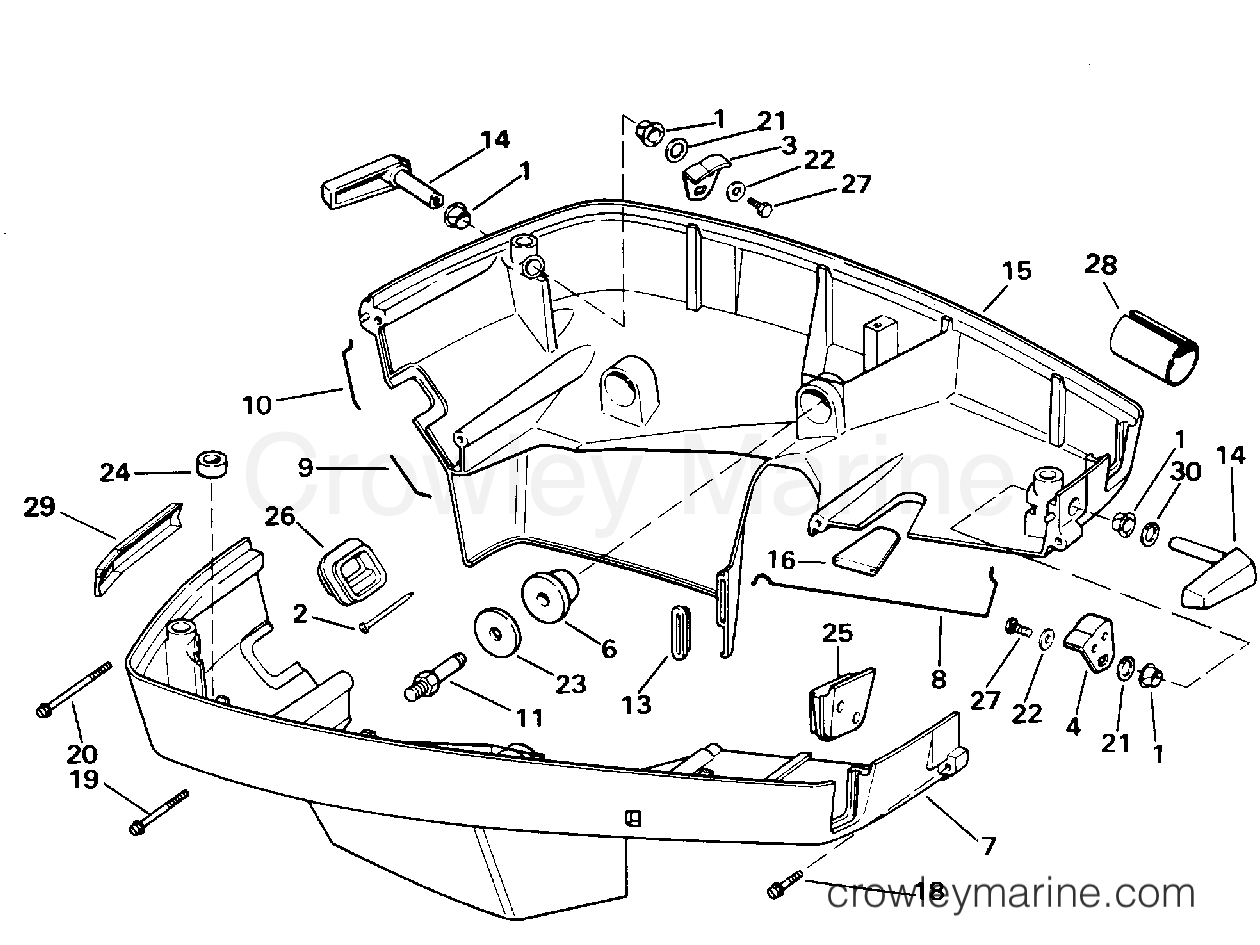 1996 Outboard 130 - J130TXADA - LOWER ENGINE COVER