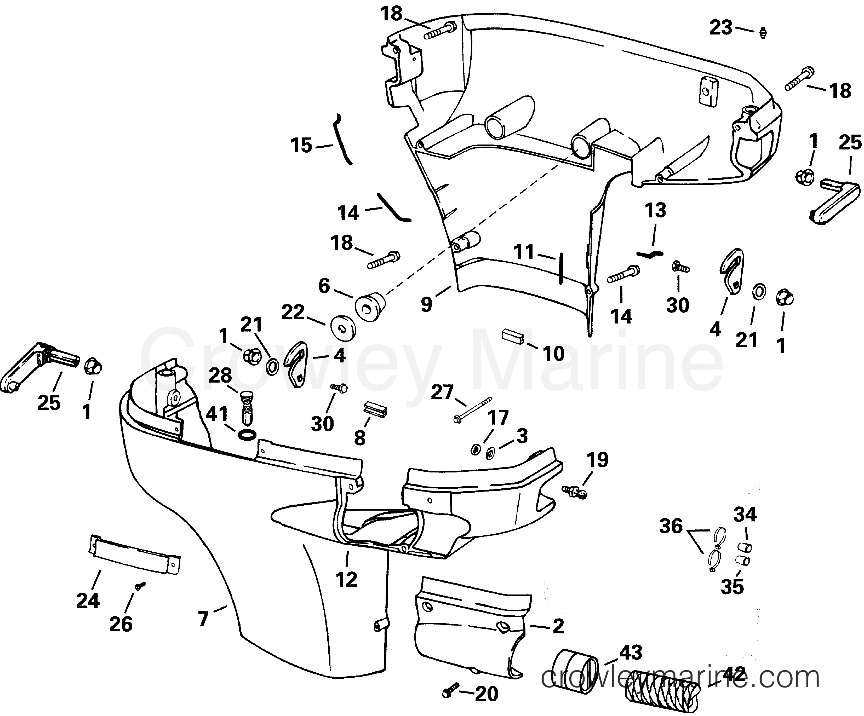 2001 Outboard 90 - E90FVLSIF - LOWER ENGINE COVER