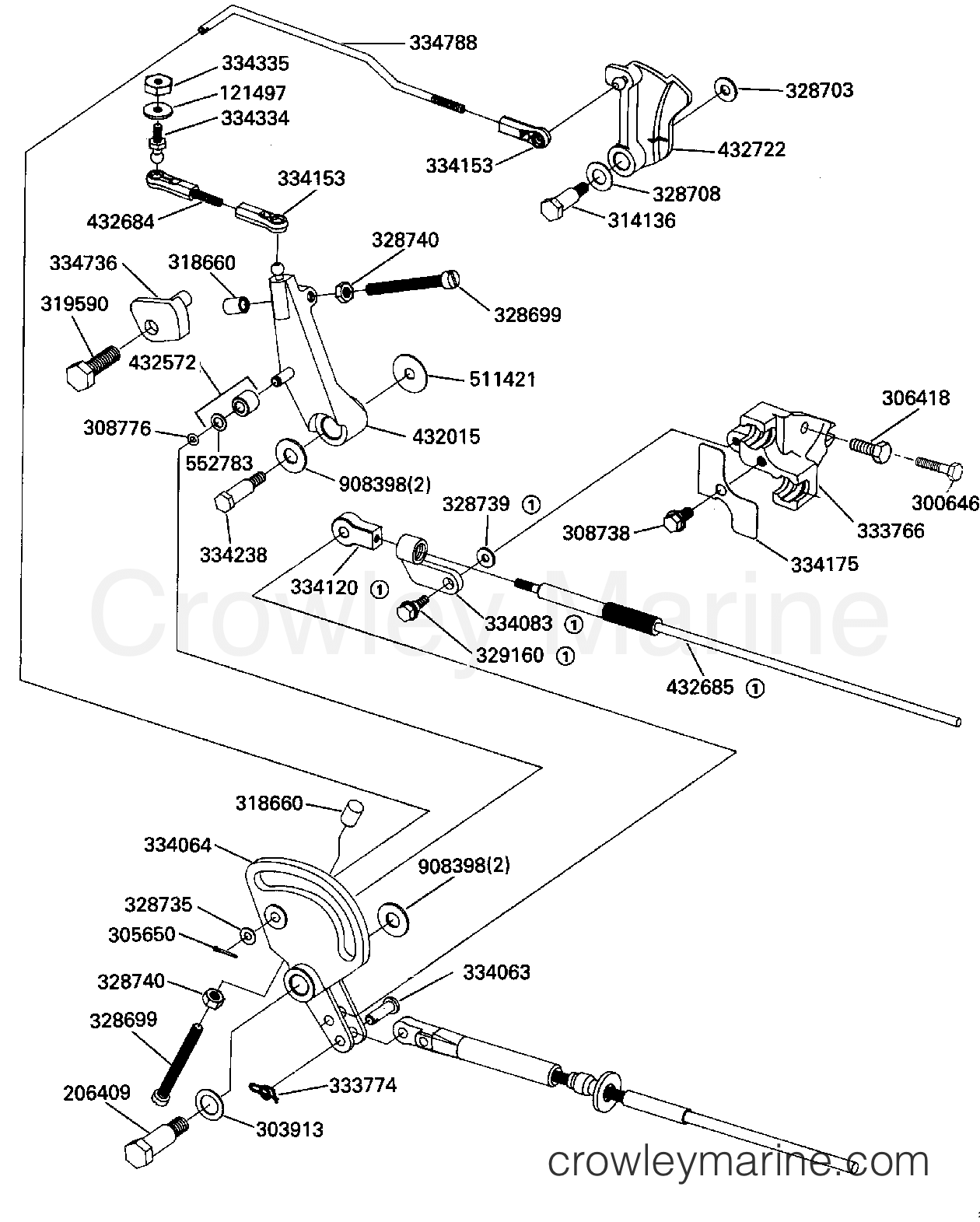1989 Outboard 40 - J40ECEC - SHIFT & THROTTLE LINKAGE