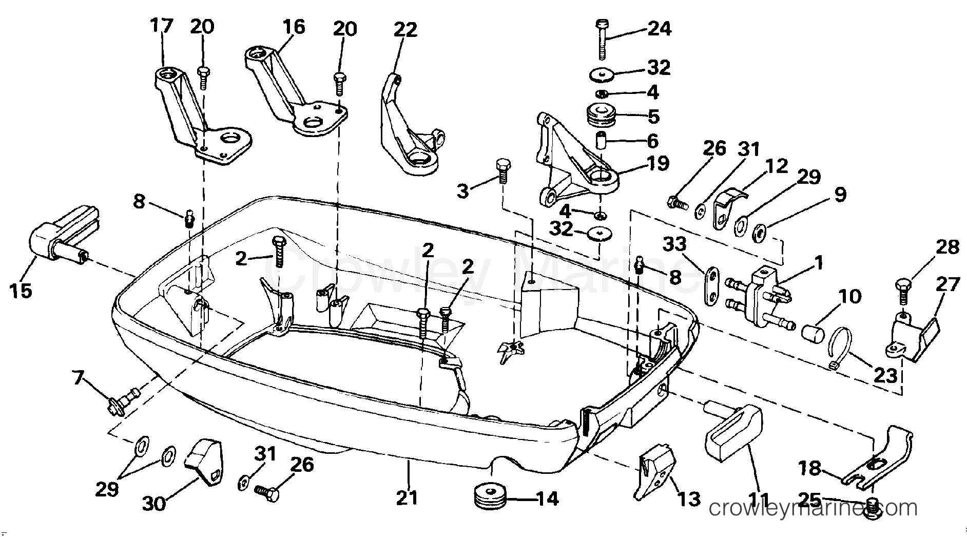 1987 Outboard 75 - J75ECUR - LOWER ENGINE COVER