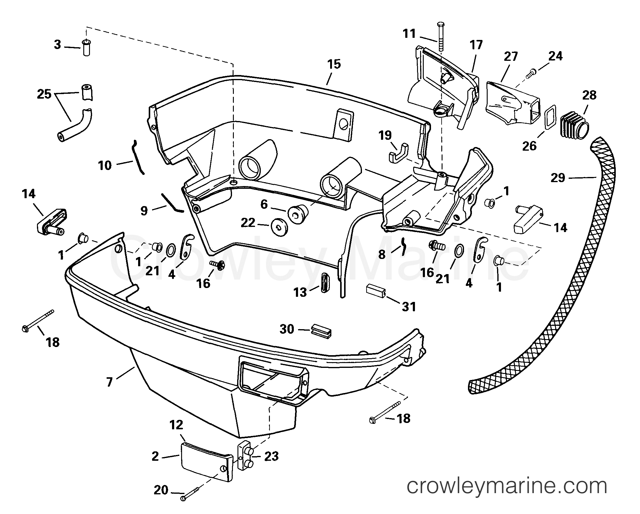 1997 Outboard 150 - SJ150WTPLT4 - LOWER ENGINE COVER