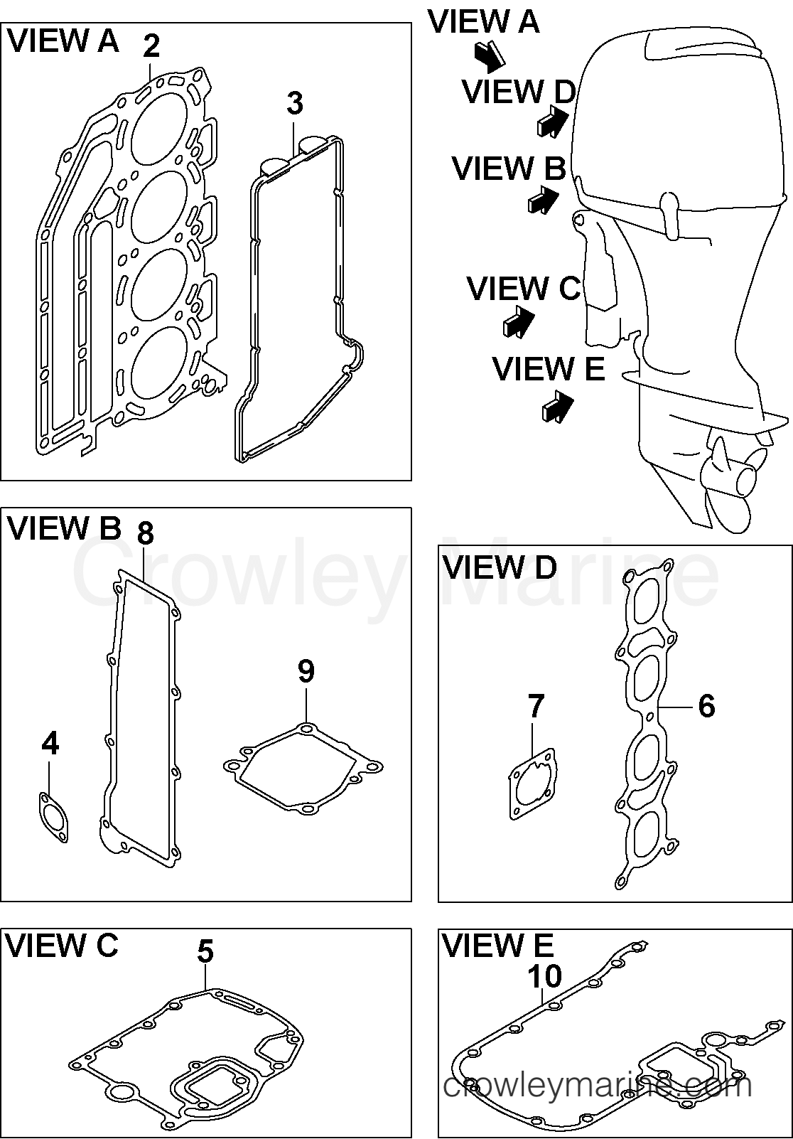 2004 Outboard 140 - J140PL4SRC - GASKET SET