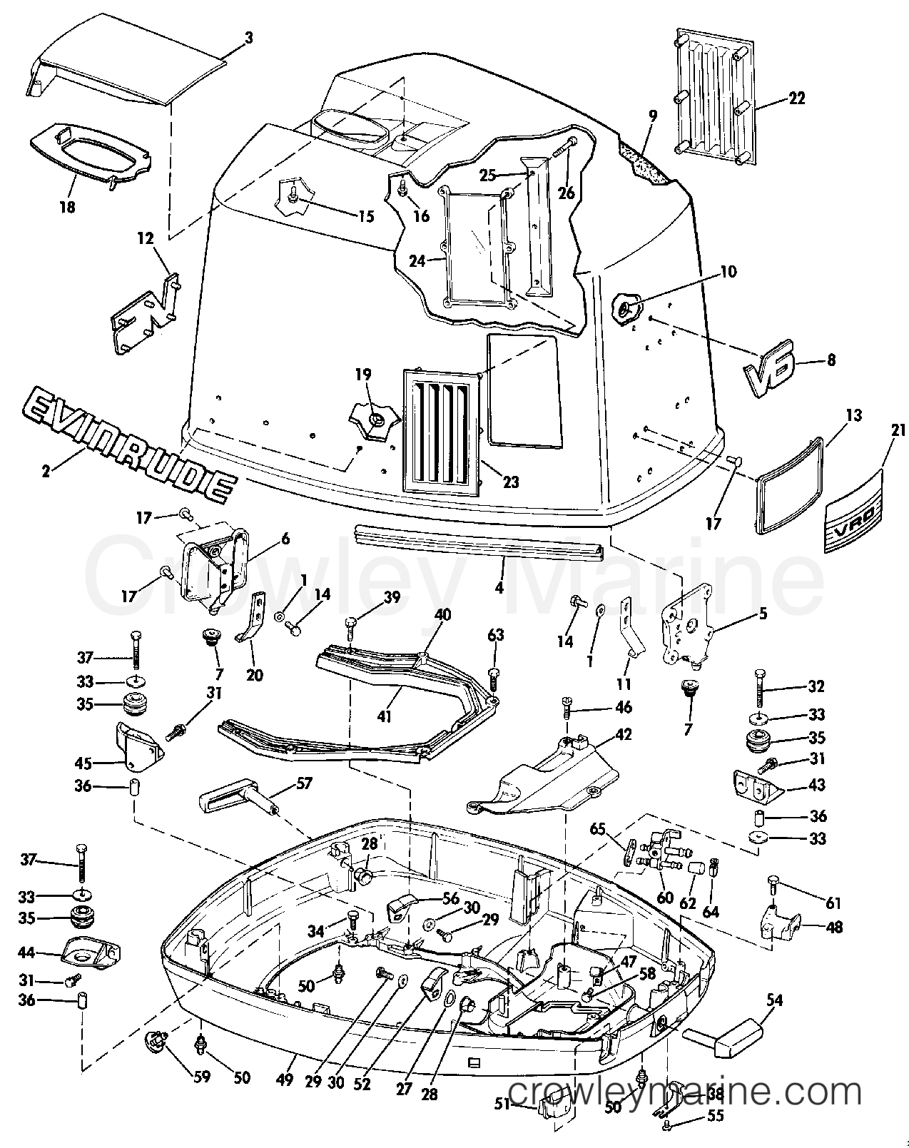 1990 Johnson Outboards 150 - J150STLESB ENGINE COVER - EVINRUDE section