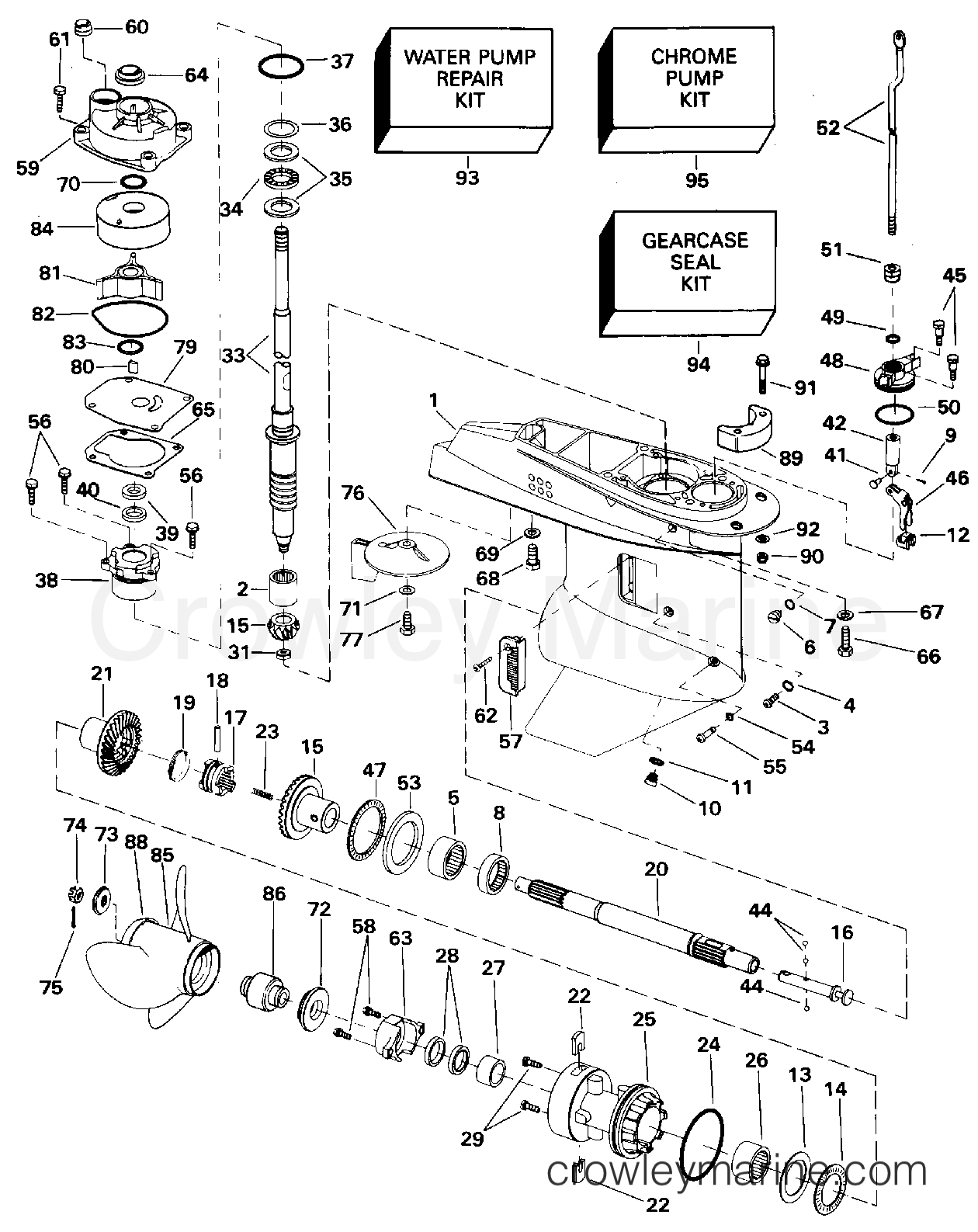 1995 Outboard 48 - J48ESLEOS - GEARCASE