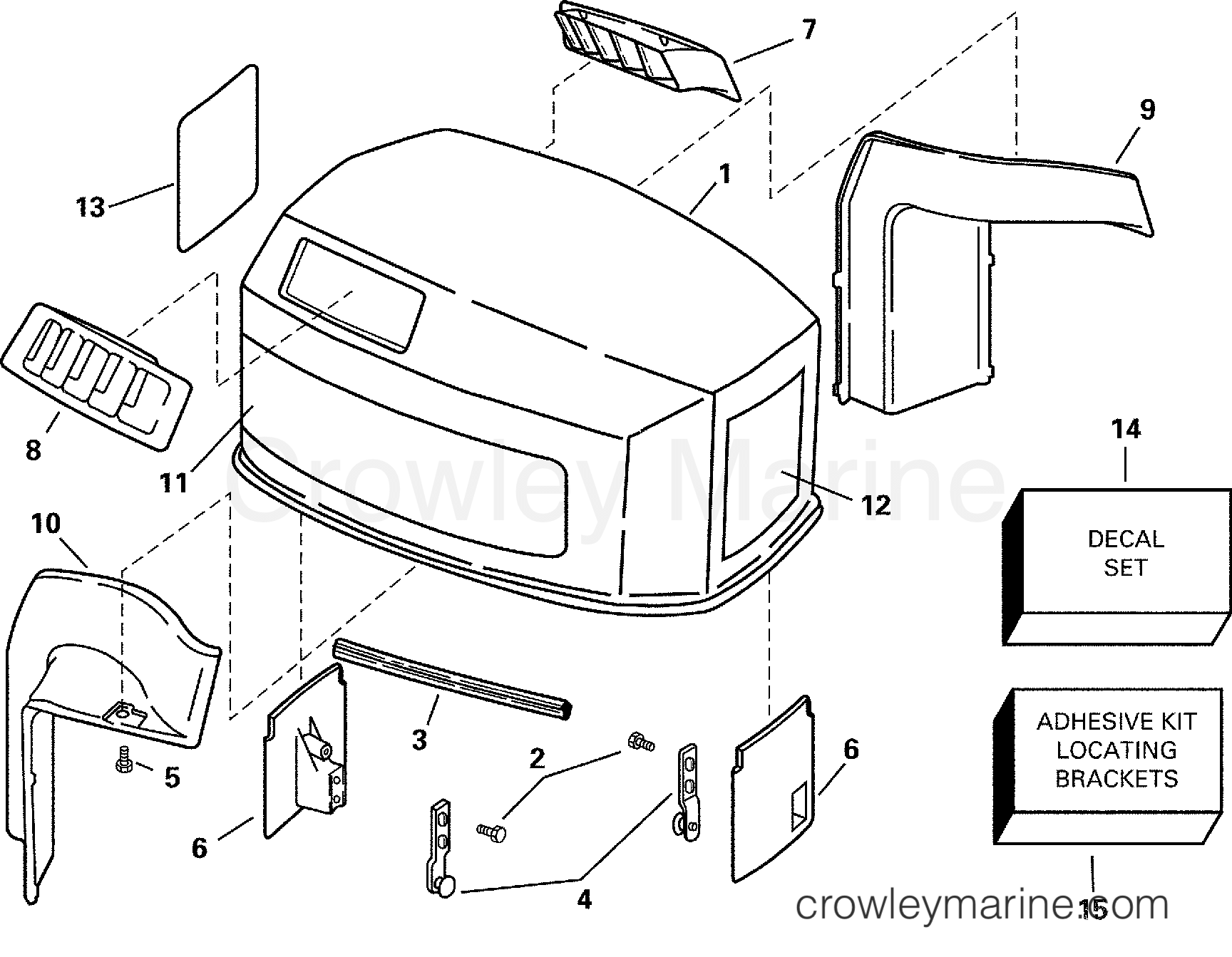 2000 Outboard 105 - J105WPLSSC - ENGINE COVER - 105WP MODELS