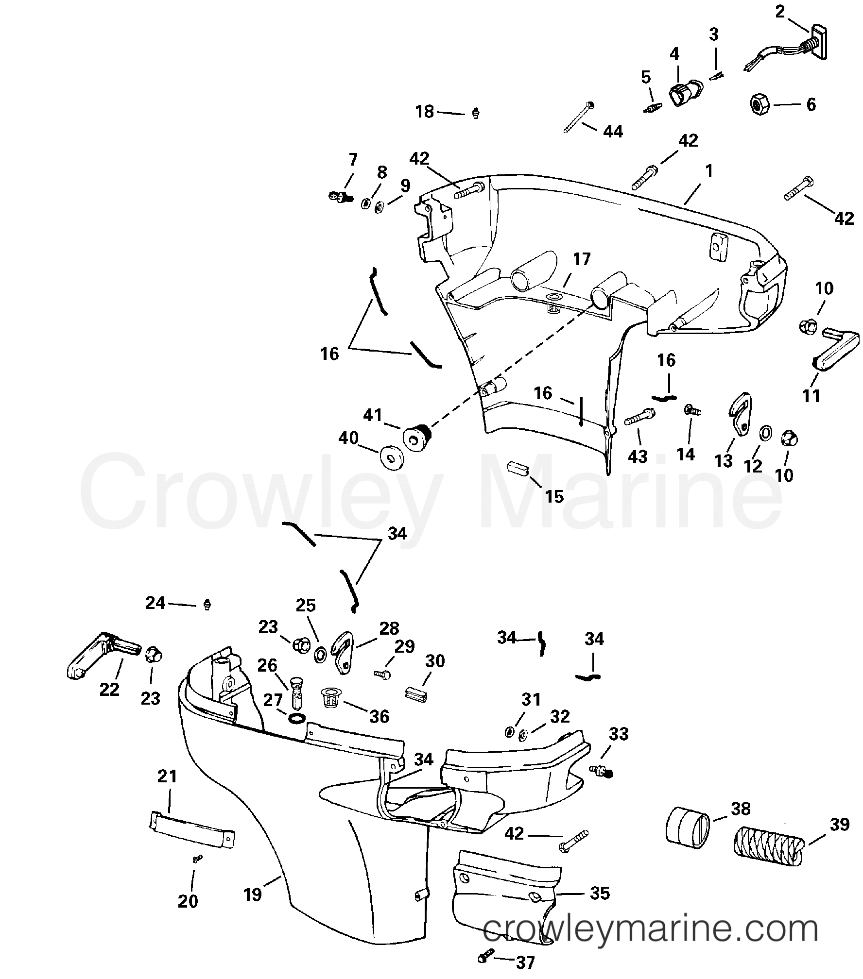2005 Outboard 150 - J150PXSOE - LOWER ENGINE COVER