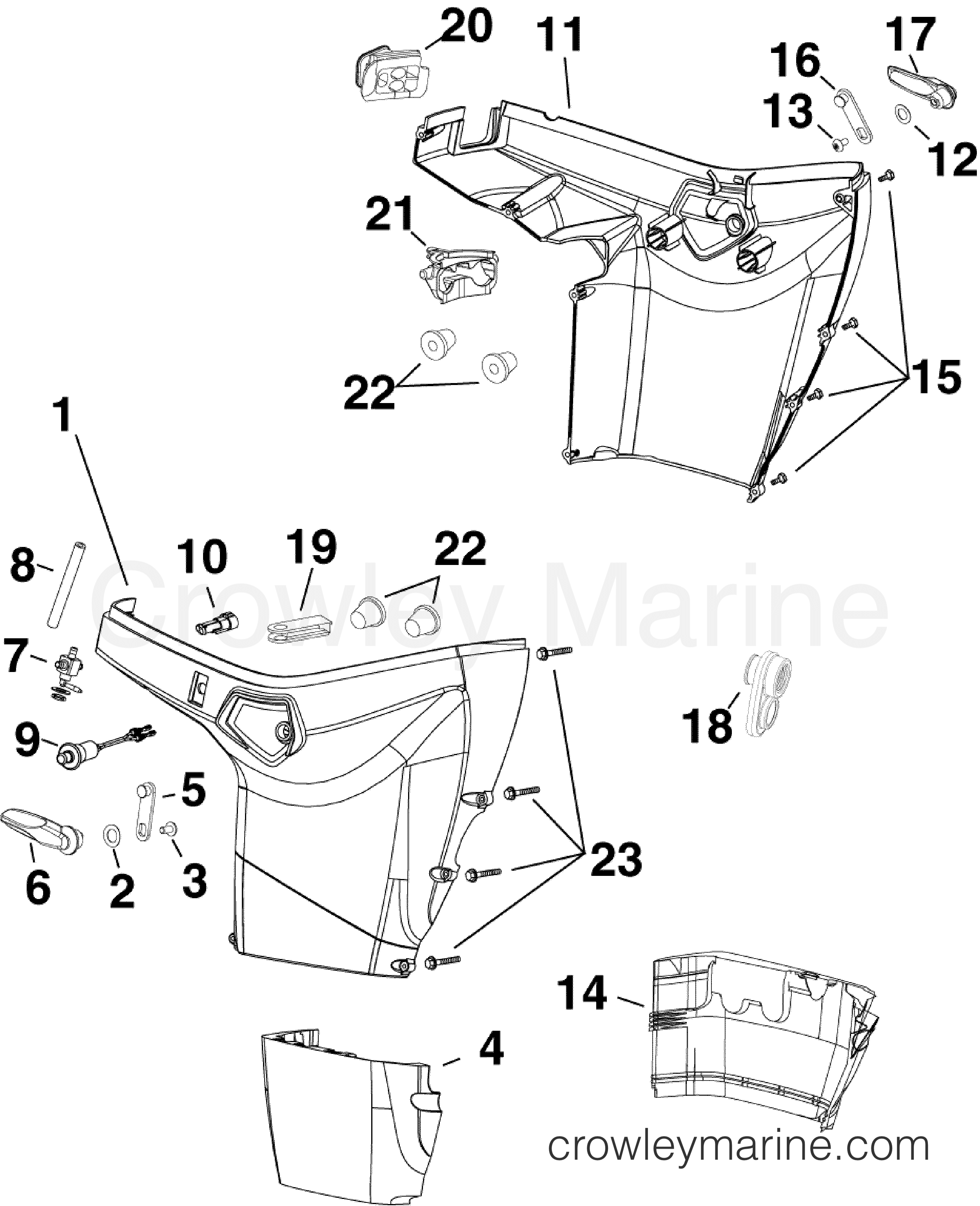 2008 Outboard 55 - E55MRLSCC - LOWER ENGINE COVER