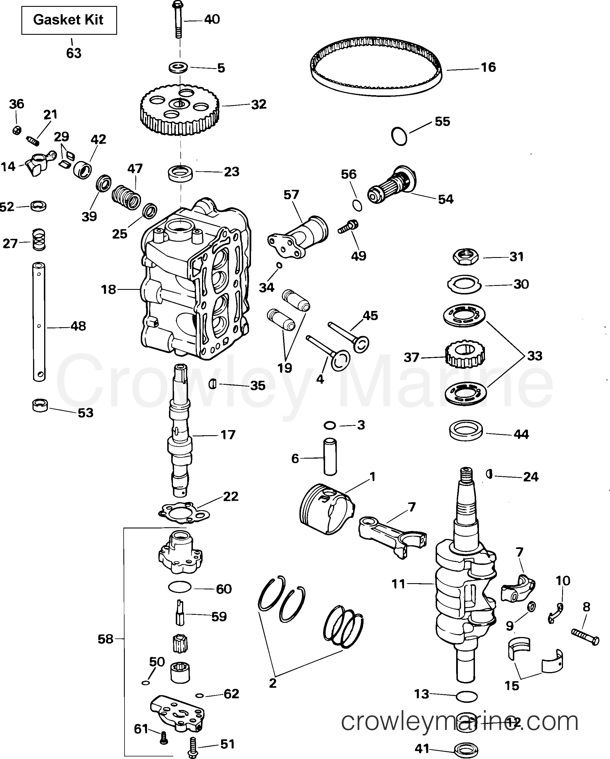 2004 Outboard 8 - J8R4SRC - CYLINDER HEAD & CRANKCASE