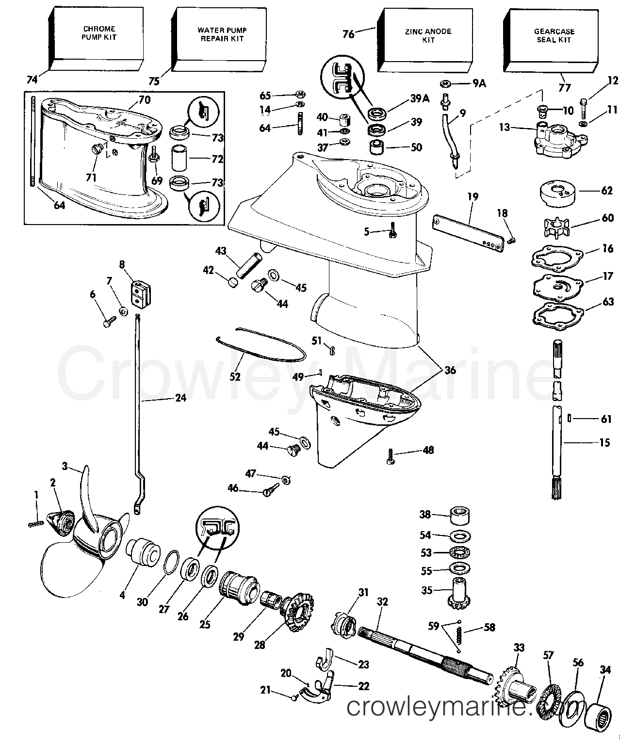 1986 Outboard 25 - E25RWCDC - GEARCASE