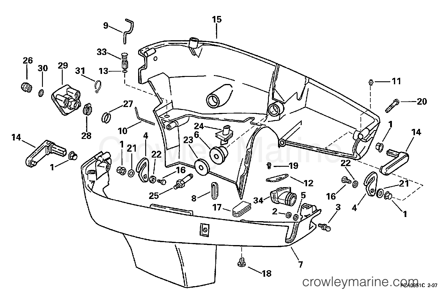 1997 Outboard 200 - SJ200WTPLS - LOWER ENGINE COVER