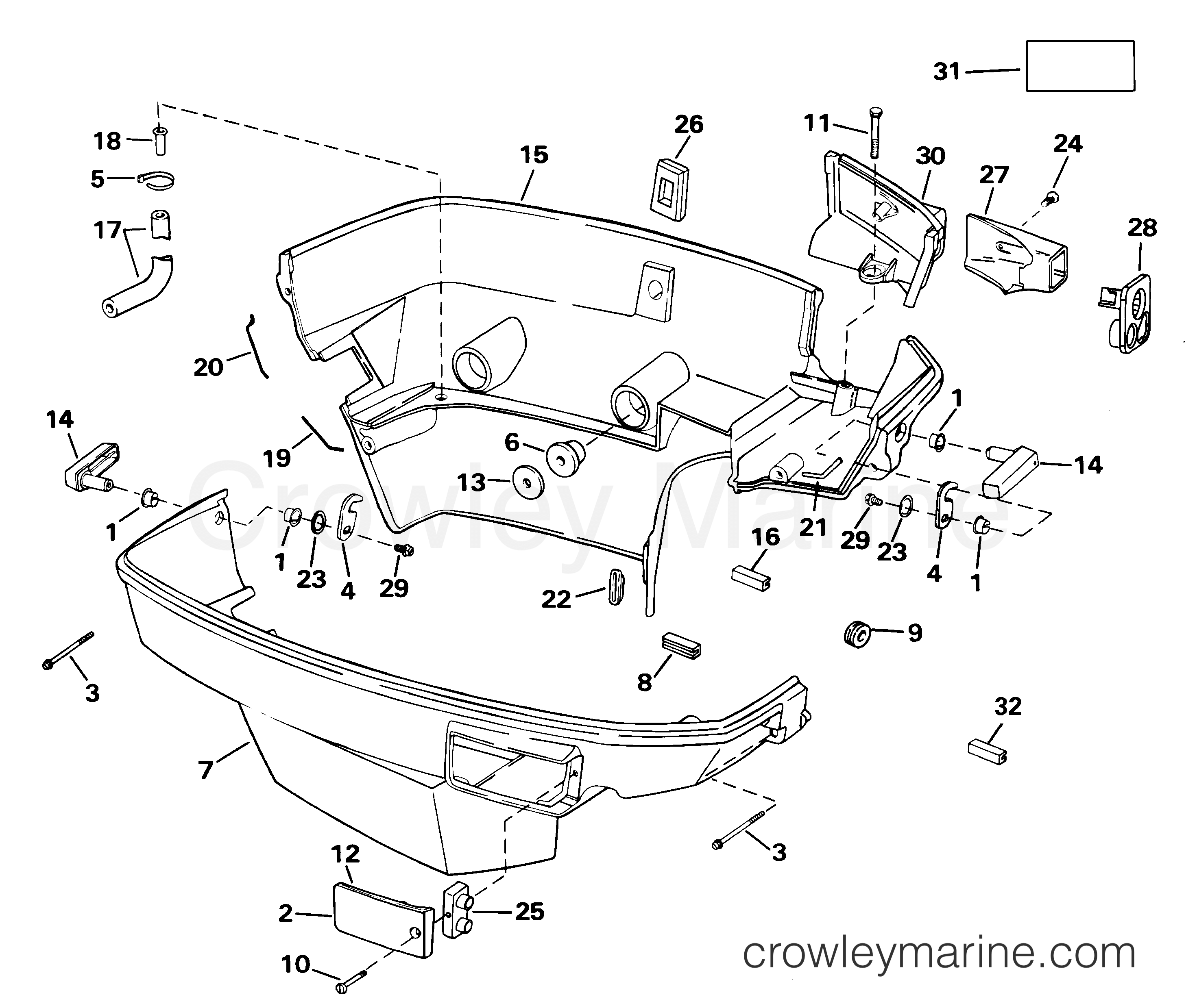 2001 Outboard 105 - J105WRYSIF - LOWER ENGINE COVER