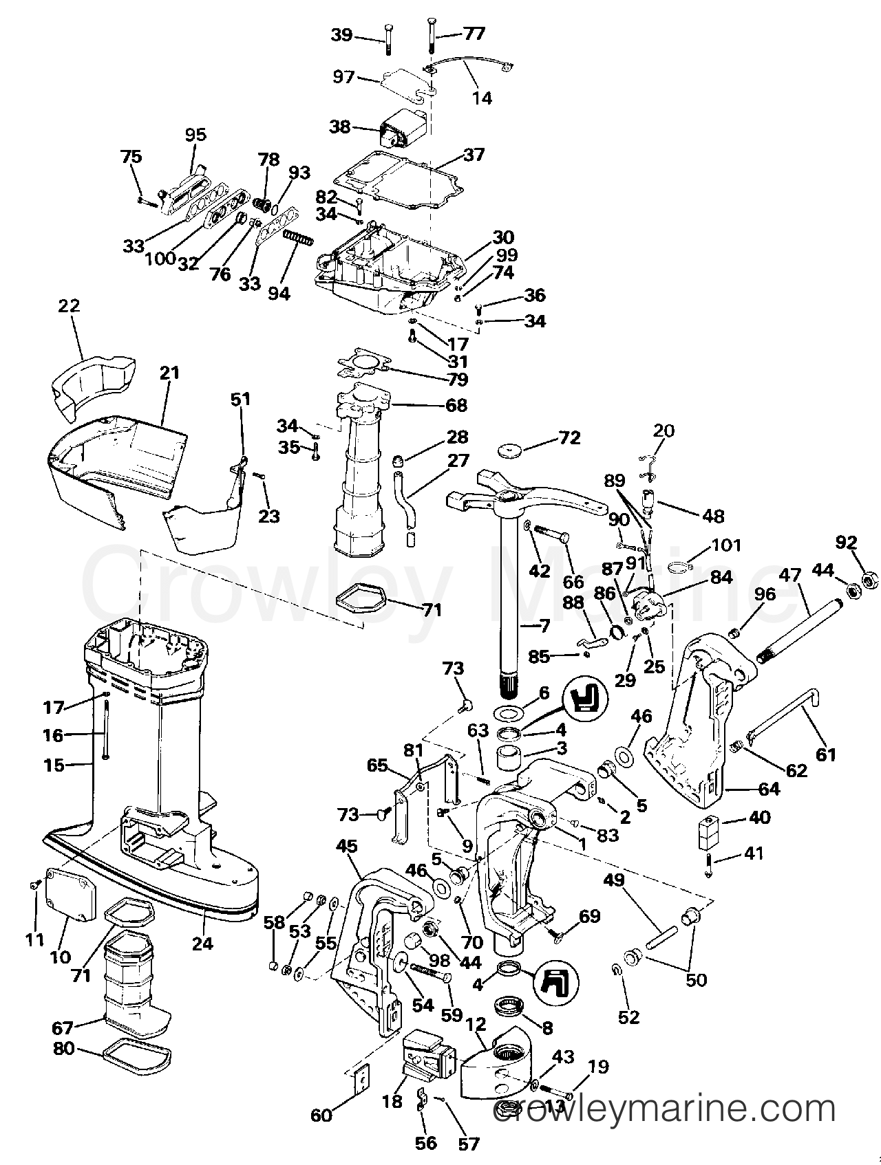1992 Outboard 100 - J100WTXENE - MIDSECTION