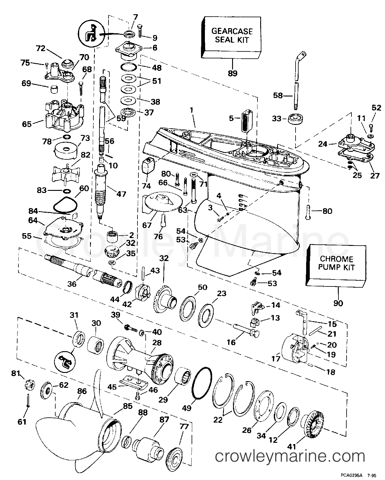1996 Outboard 100 - SJ100WTPLM - GEARCASE