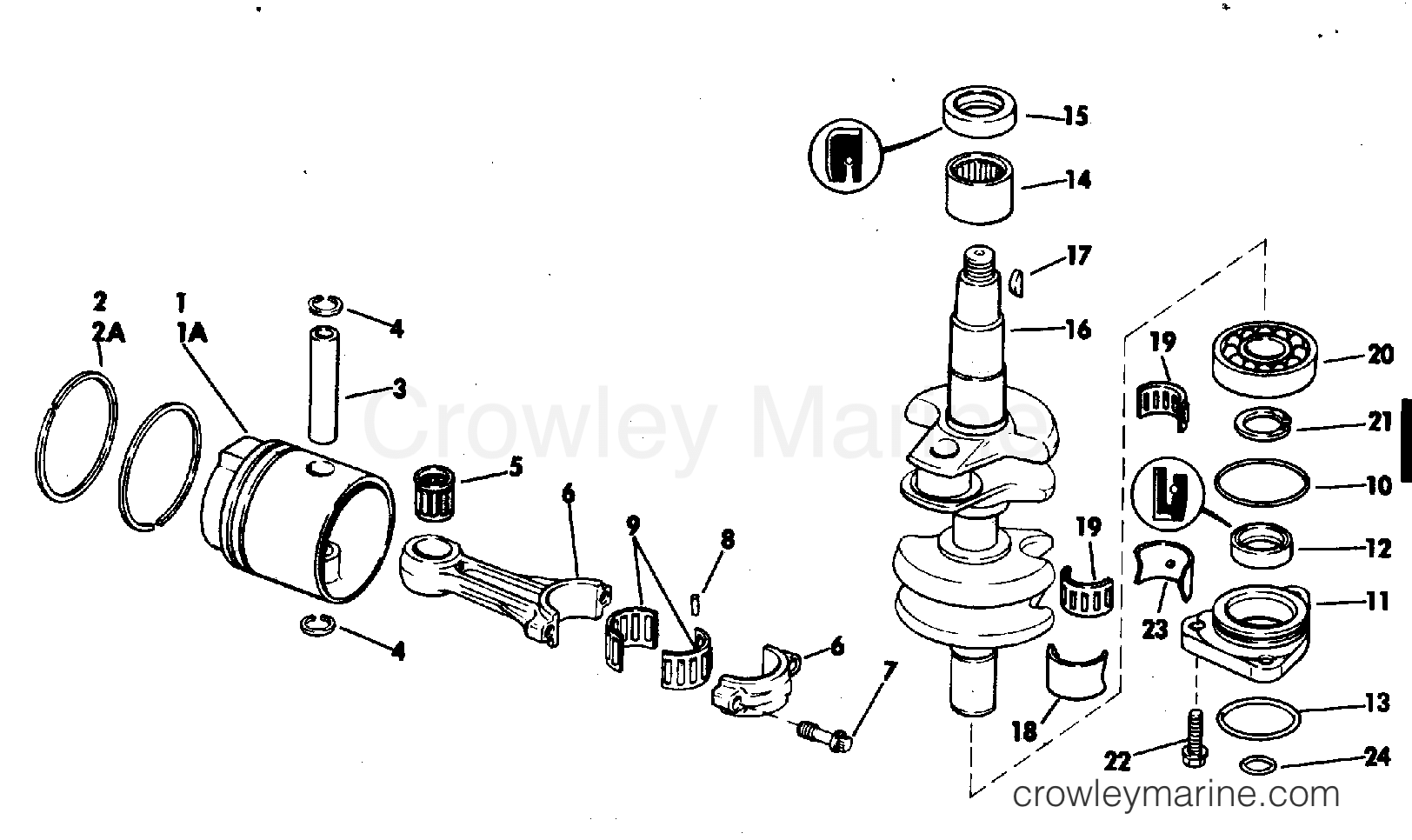 1983 Outboard 25 - J25ECTD - CRANKSHAFT & PISTON
