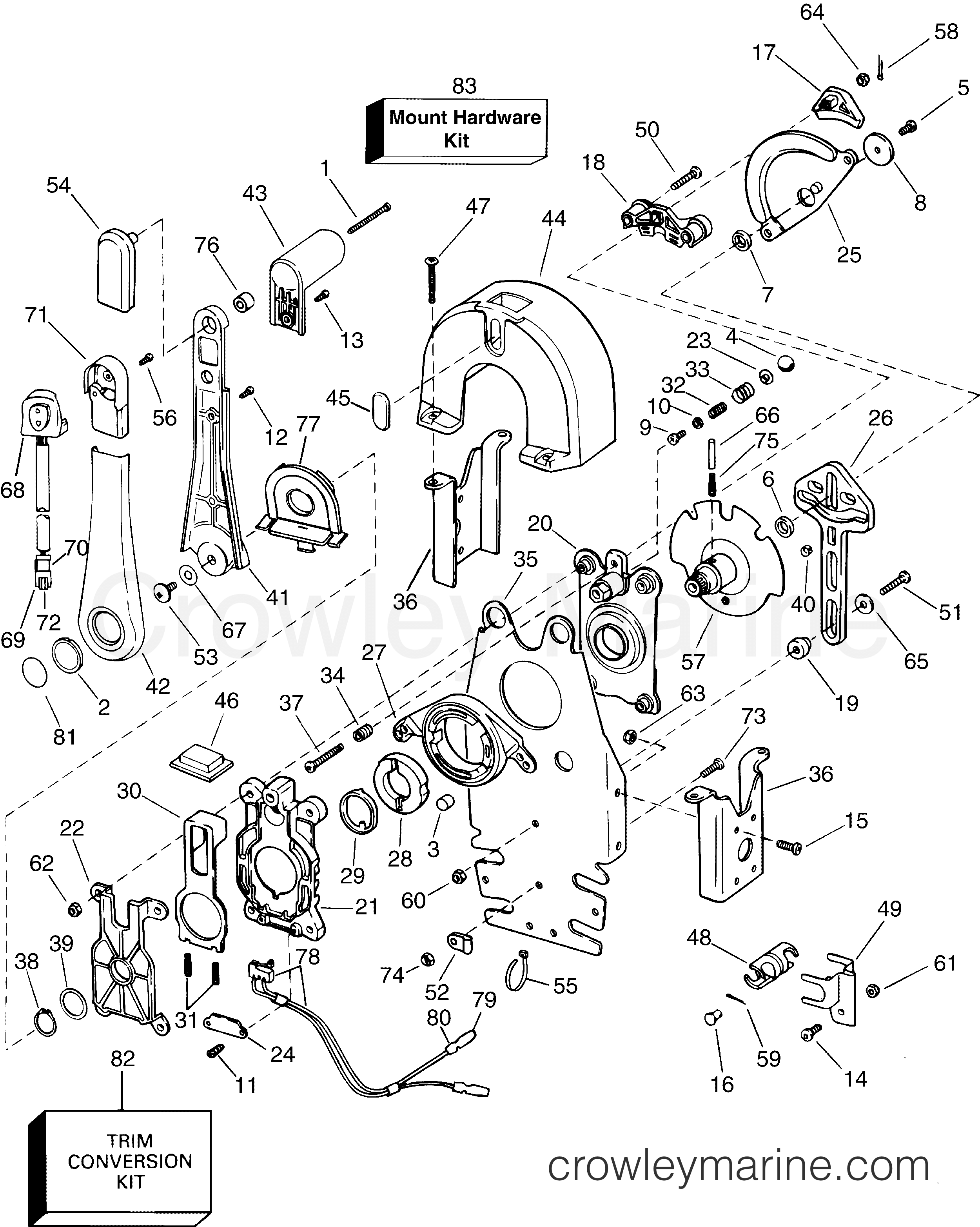 2005-2010 Rigging Accessories - Remote Controls - REMOTE CONTROL - SINGLE LEVER BINNACLE, NO KEY