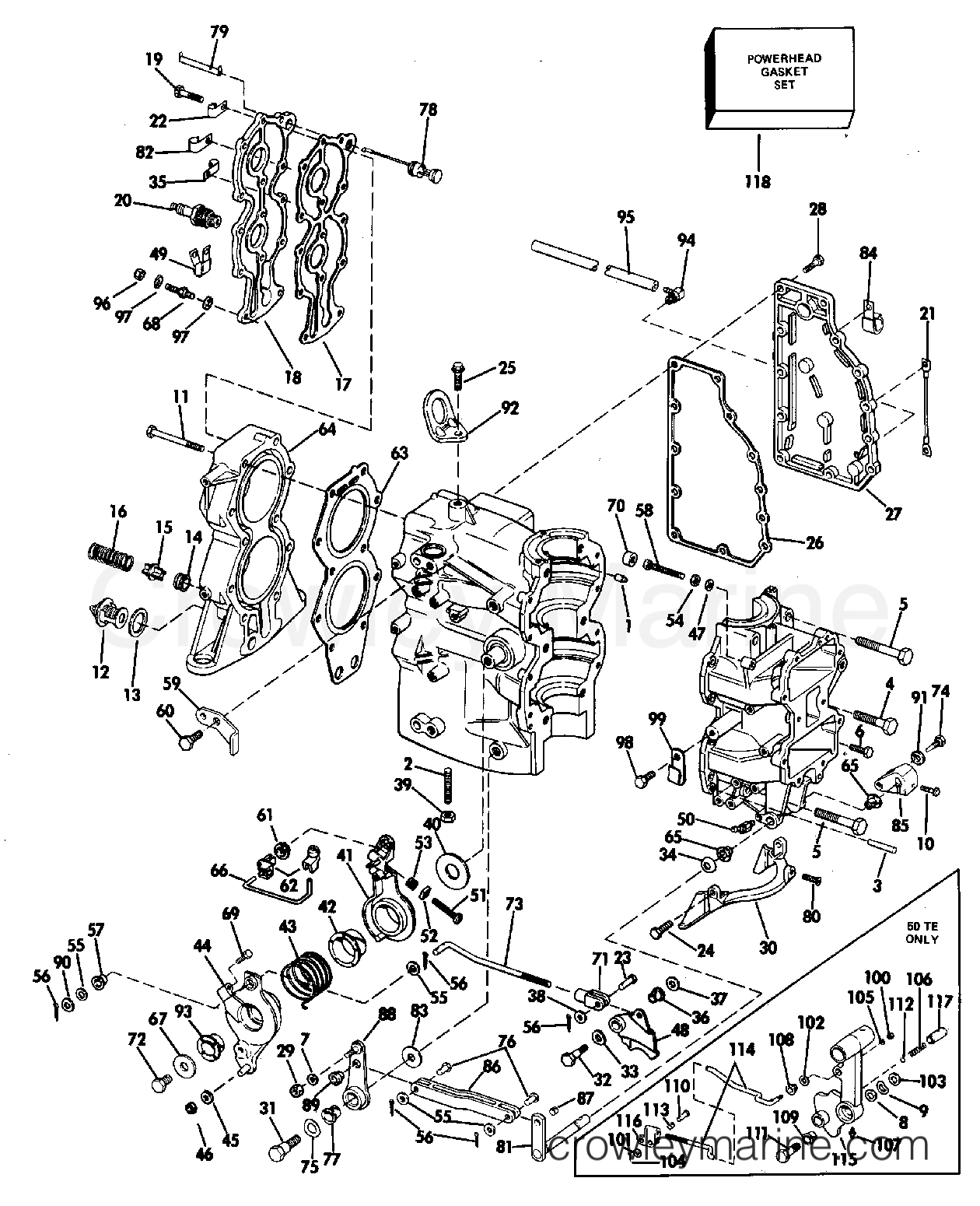 1983 Outboard 50 - J50BECTA - CYLINDER & CRANKCASE