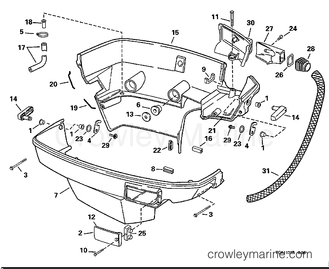 1998 Outboard 100 - E100WQLECS - LOWER ENGINE COVER