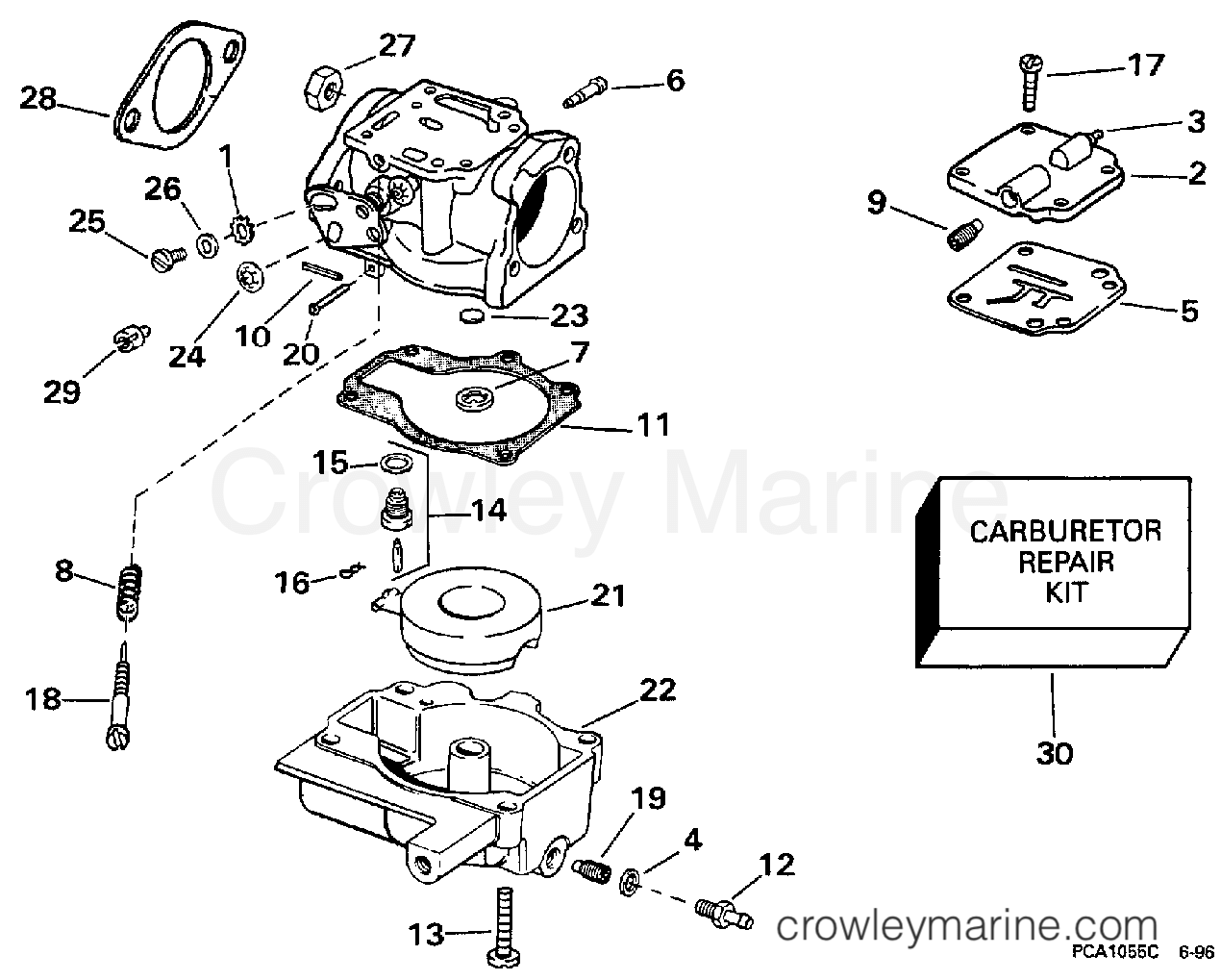 1997 Evinrude Outboards 25 - E25TEEUM CARBURETOR - 30 H.P. section