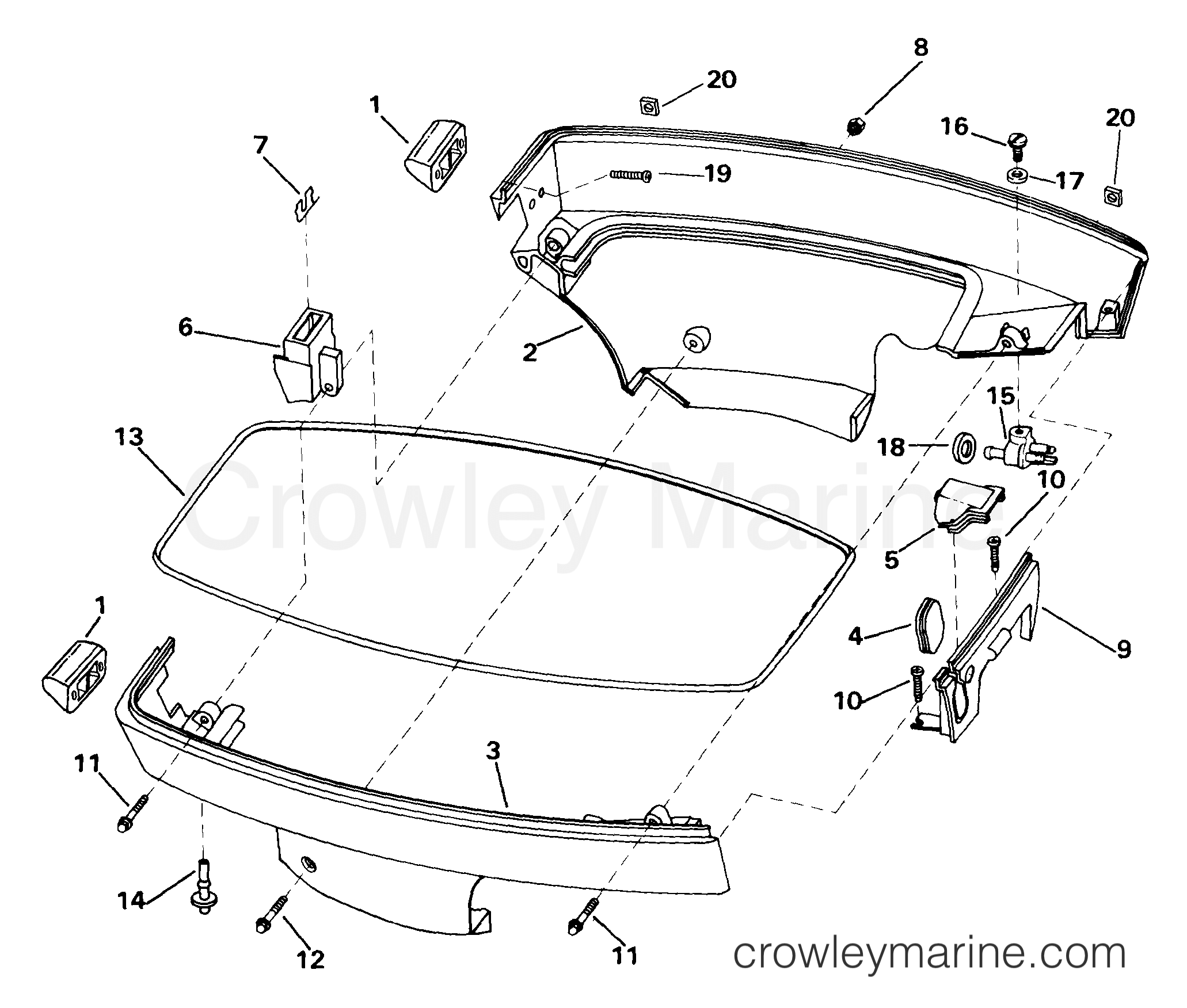 1999 Outboard 8 - J8DREEA - LOWER ENGINE COVER