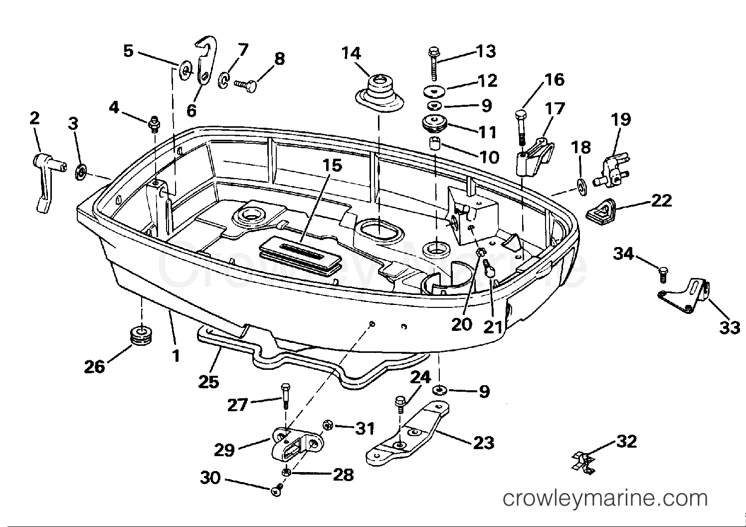 1989 Outboard 30 - J30ECED - LOWER ENGINE COVER