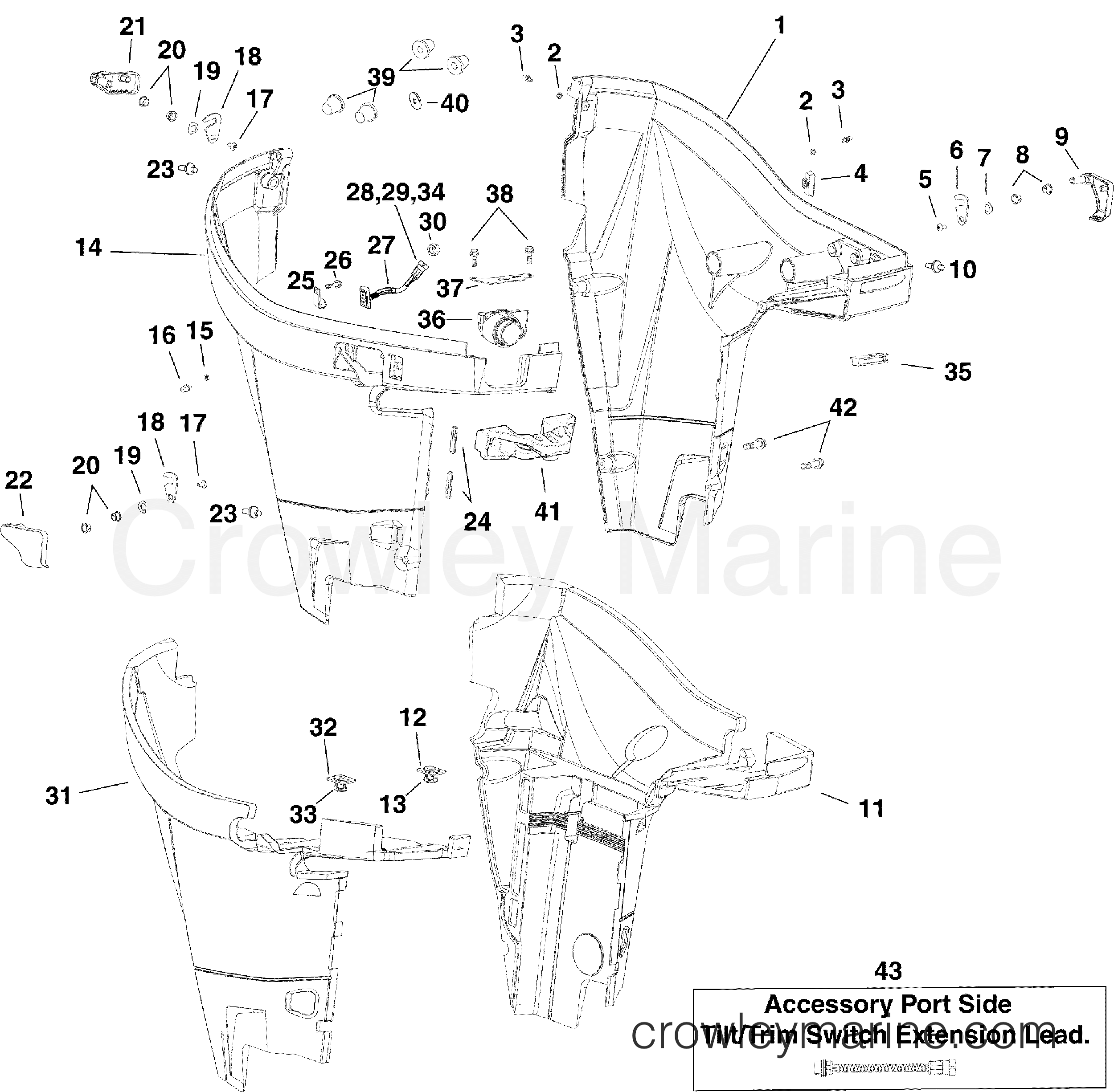 LOWER ENGINE COVER 2009 Outboard 200 E200DHLSEB Crowley Marine