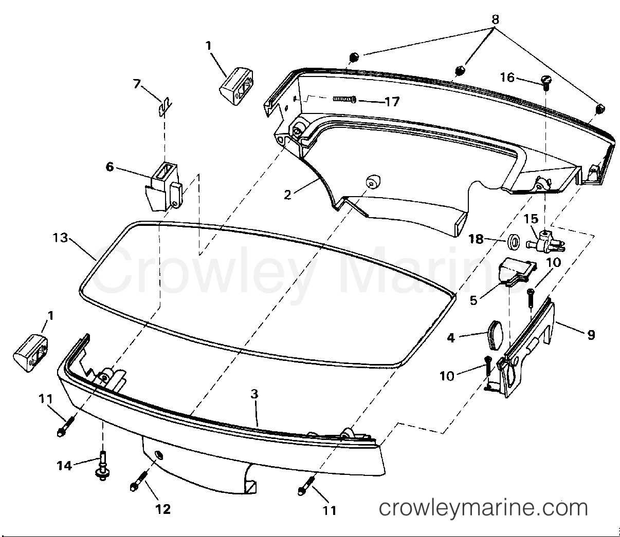 1996 Outboard 8 - BJ8RCH - LOWER ENGINE COVER