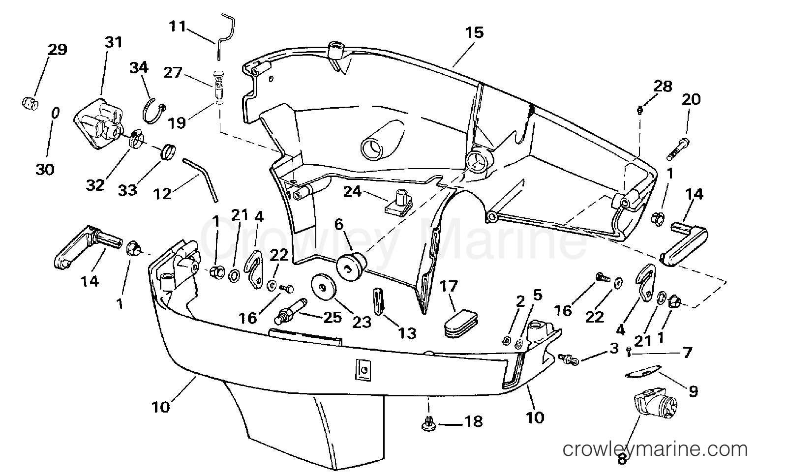 1998 Outboard 200 - J200TLECM - LOWER ENGINE COVER