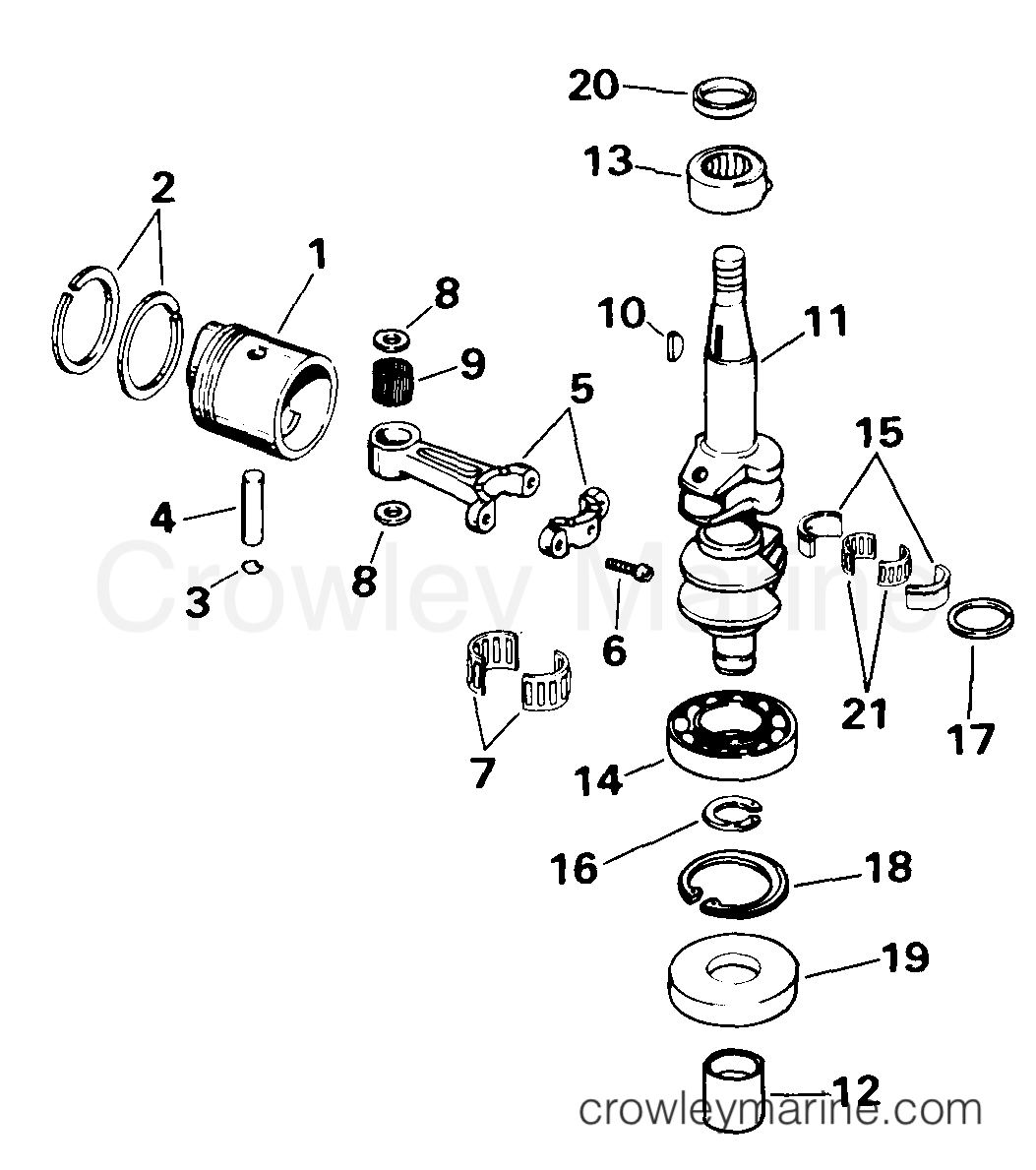 1998 Evinrude Outboards 6 - BE6DRECR CRANKSHAFT & PISTON section