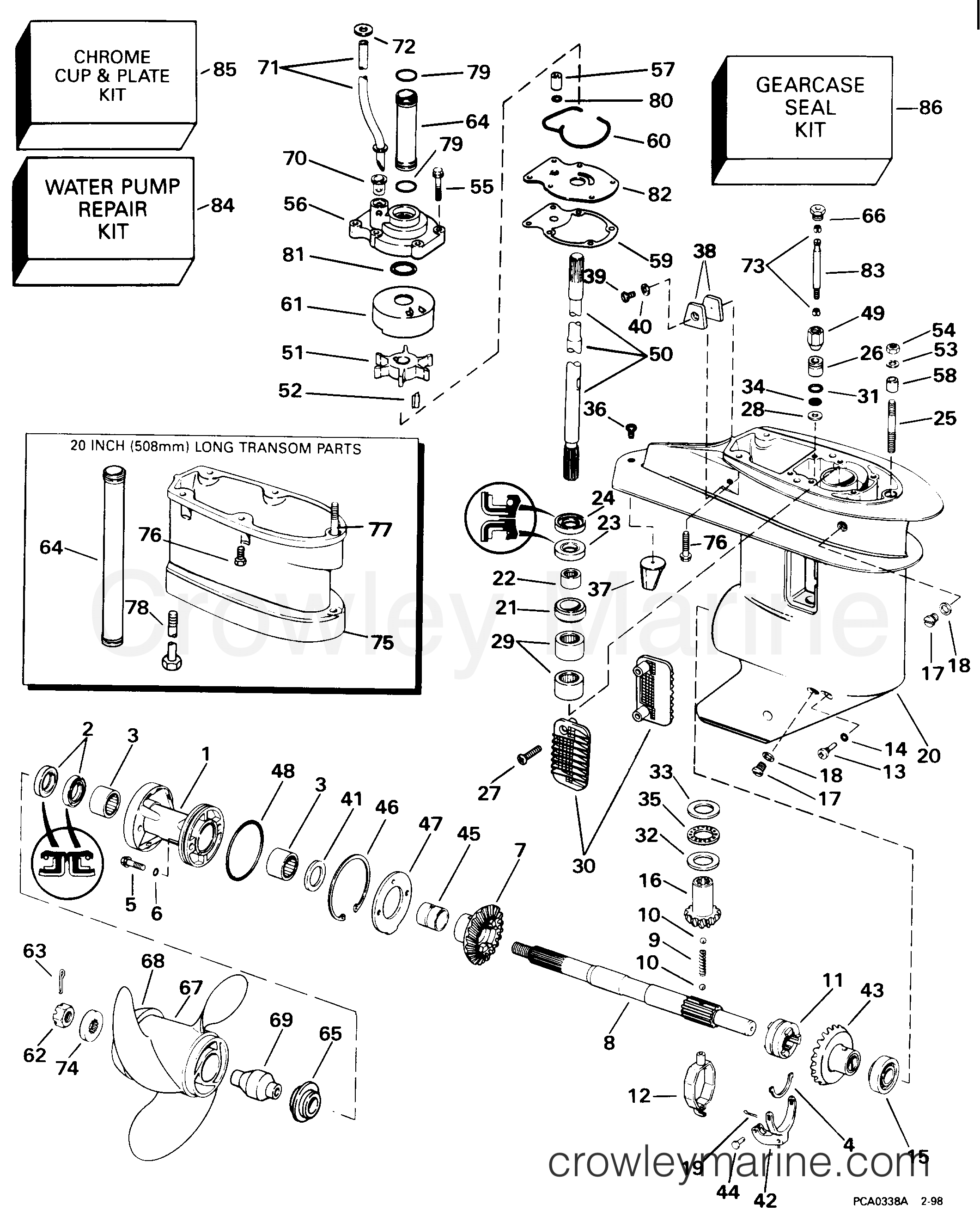 1998 Outboard 25 - J25TEECB - GEARCASE