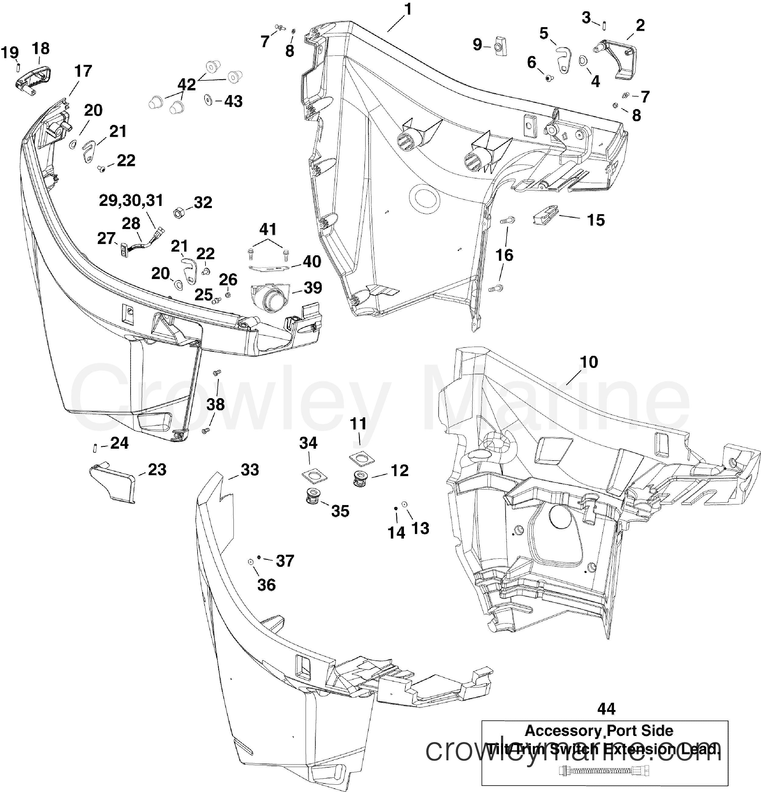 2011 Outboard 130 - E130DPLIIR - LOWER ENGINE COVER
