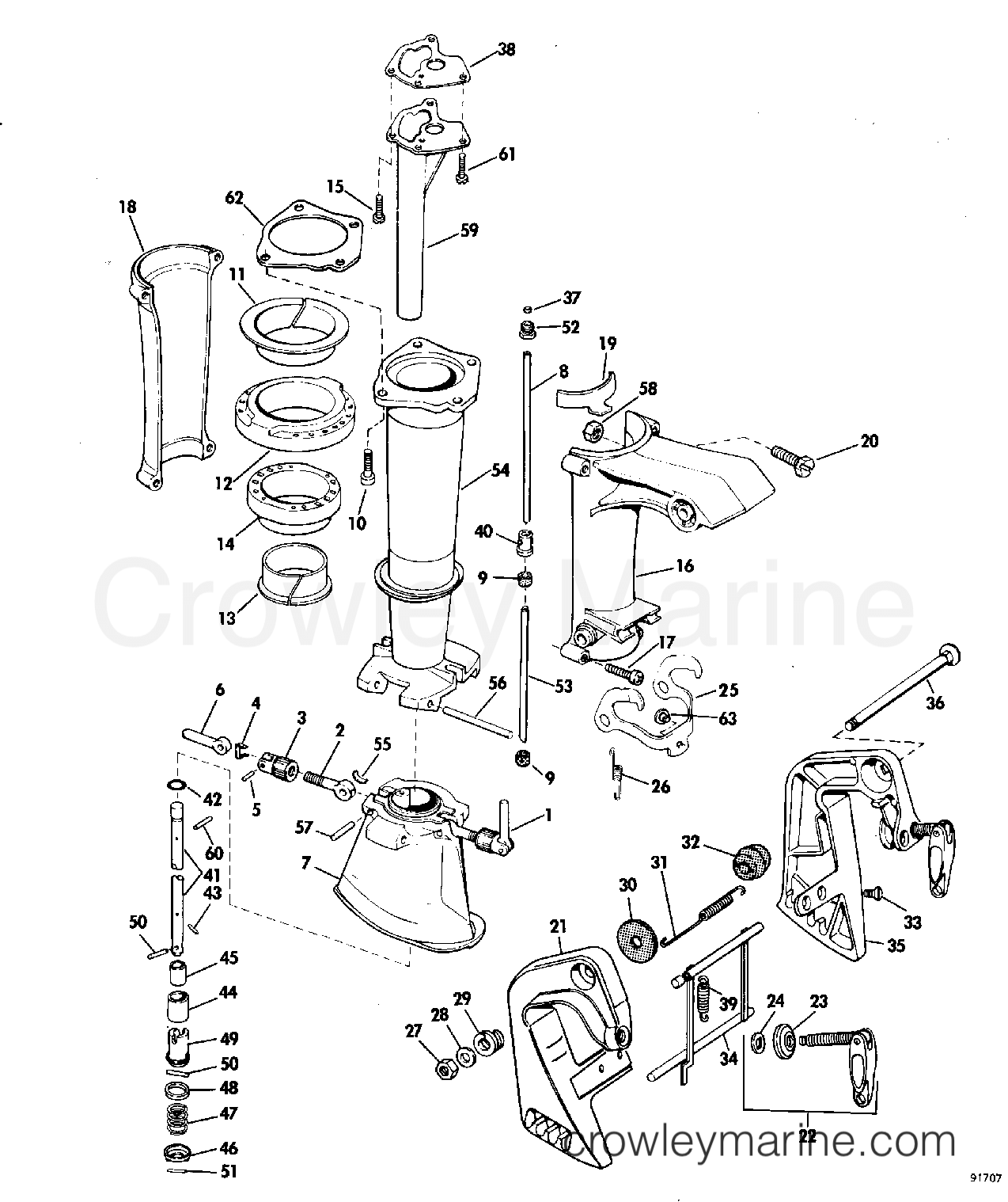 1969 Outboard 4 - 4W69B - LOWER UNIT GROUP-FOLDING MODELS