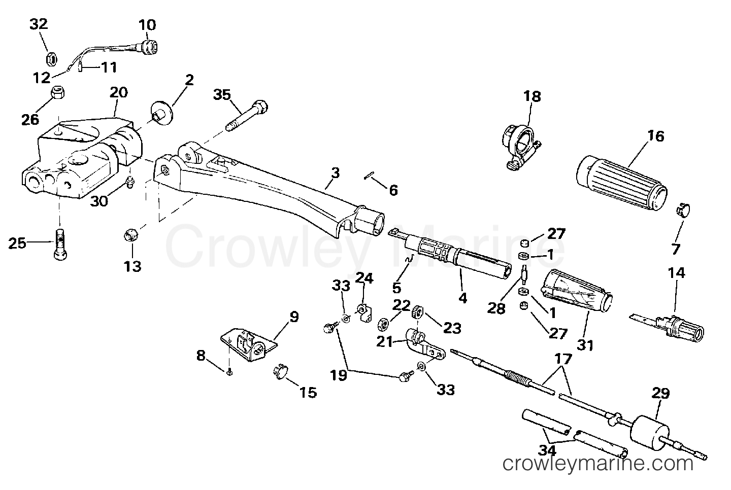 1998 Outboard 65 - SJ65RSLD - STEERING HANDLE