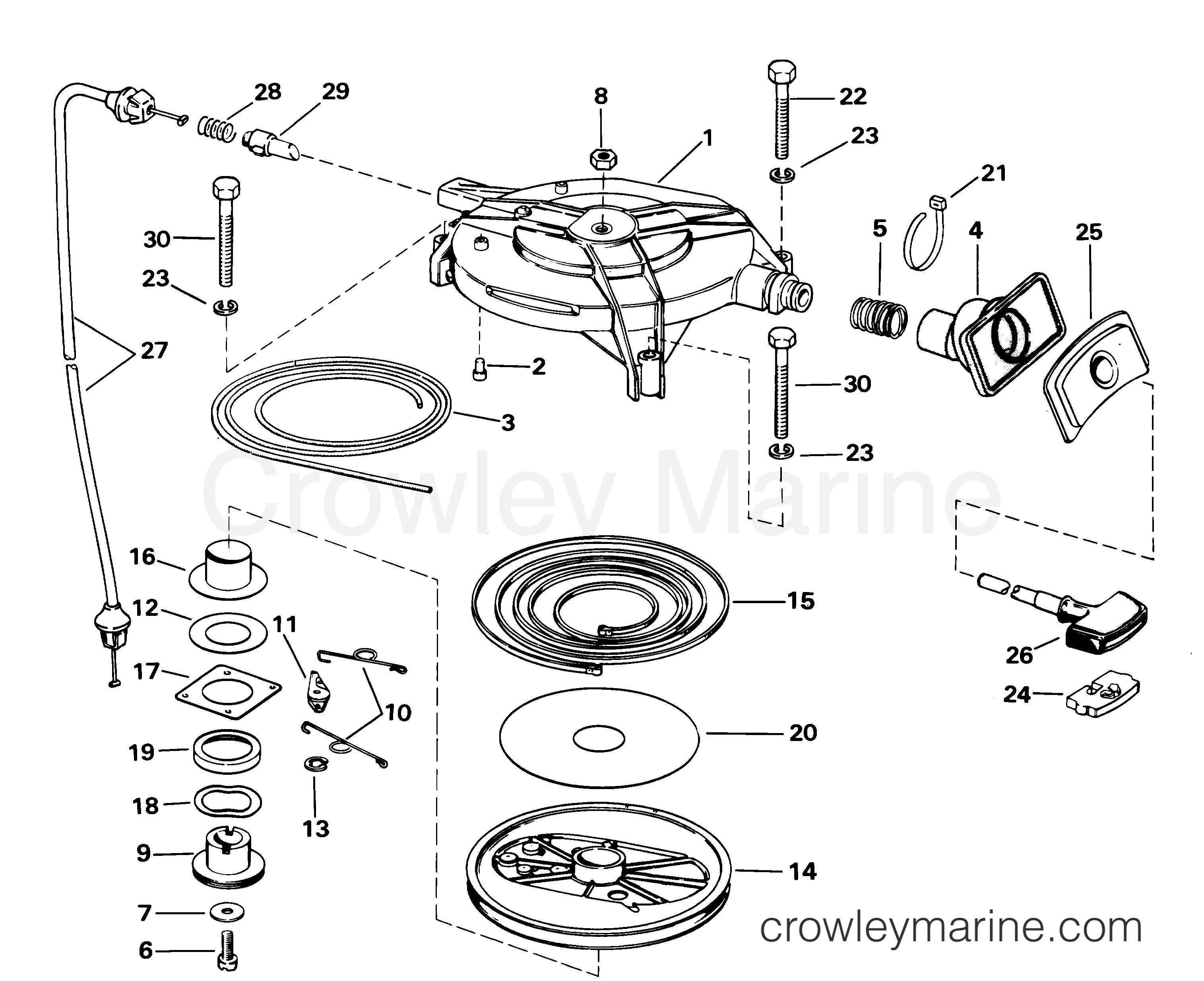 2001 Outboard 25 - J25WRLSIR - REWIND STARTER