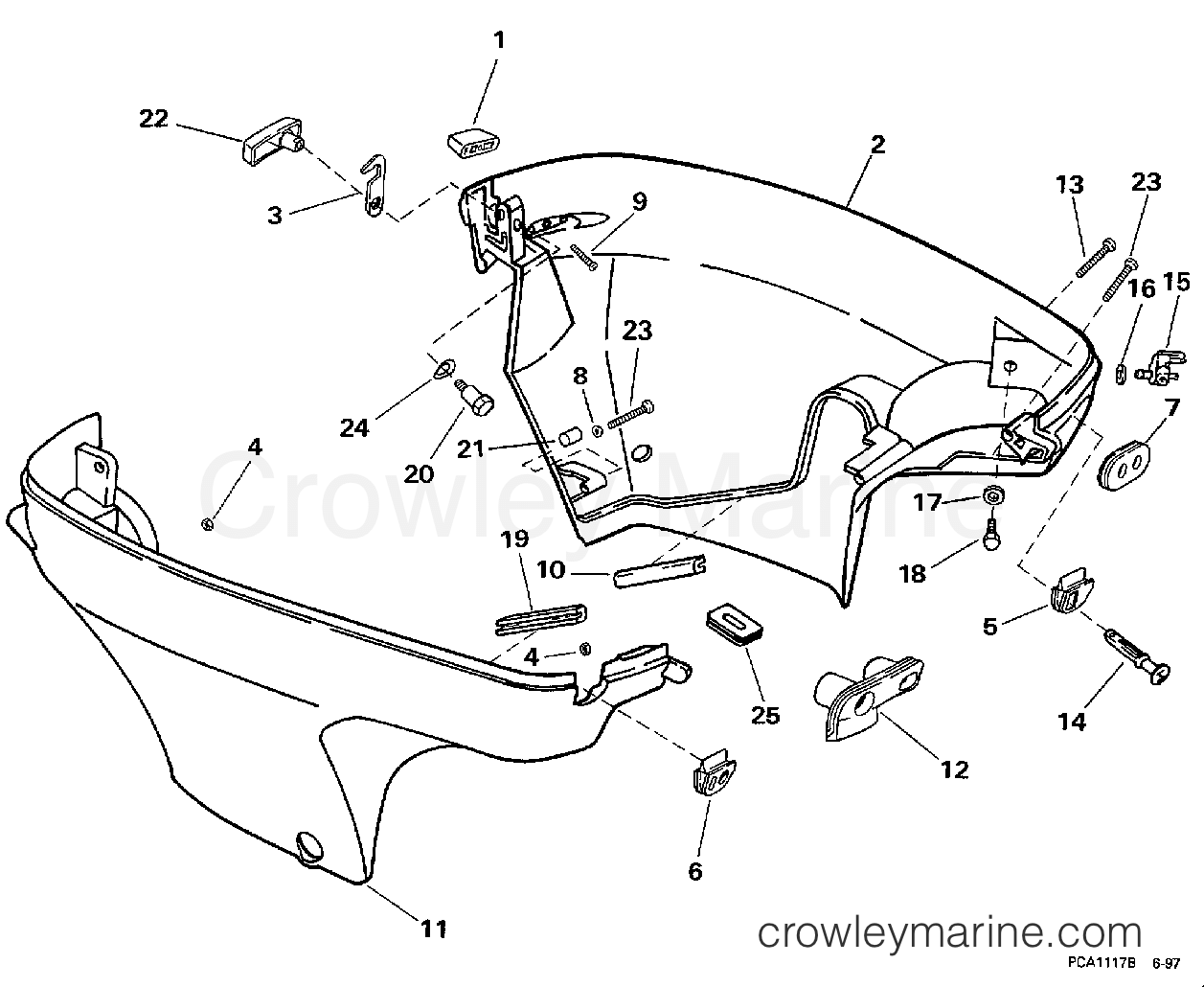 1998 Outboard 8 - J8FRECA - LOWER ENGINE COVER