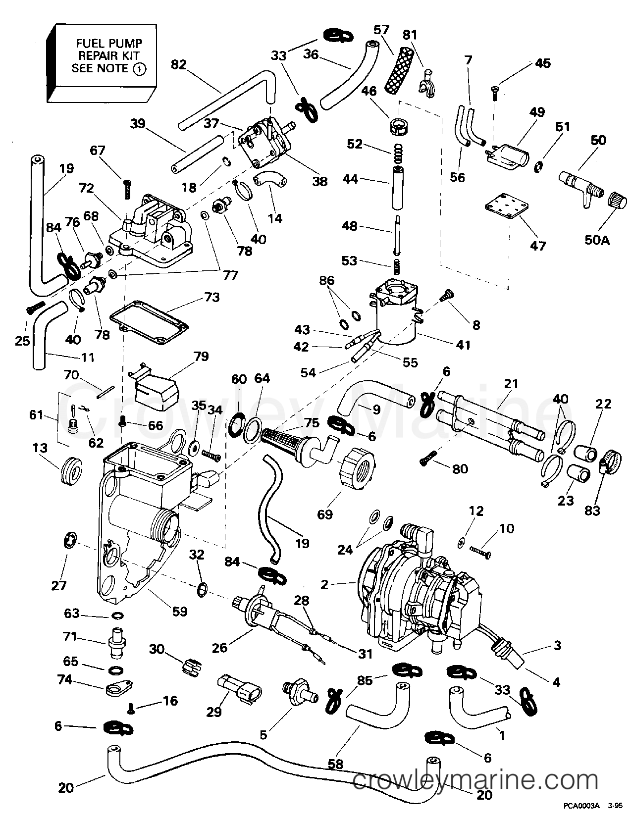 1995 Outboard 175 - J175EXEOM - FUEL BRACKET & COMPONENTS