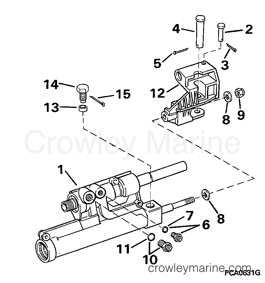 1998 OMC Stern Drive 5 - 50FBPBYC POWER STEERING CYLINDER section