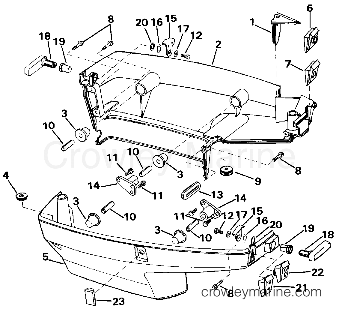 1993 Outboard 50 - J50BEETB - LOWER ENGINE COVER