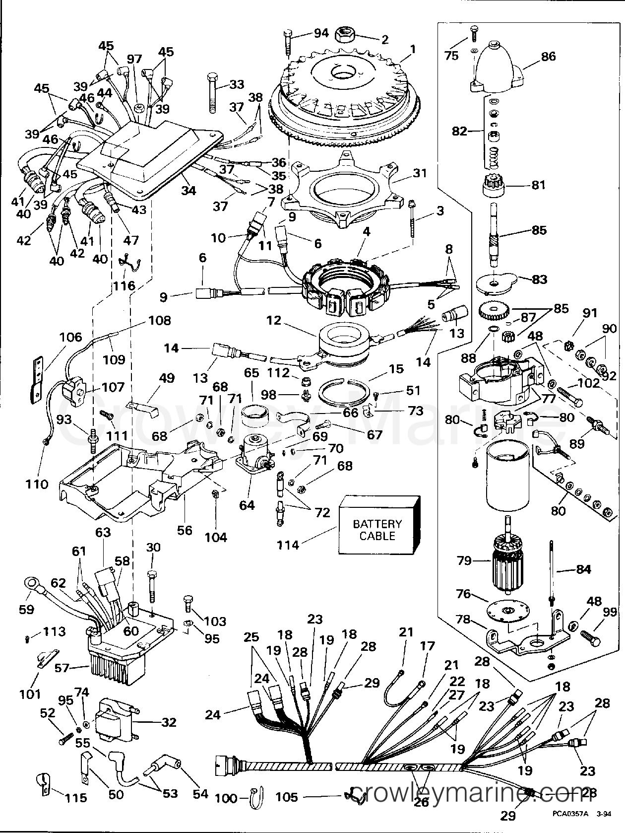 1994 Outboard 250 - J250TXERC - IGNITION SYSTEM & STARTER MOTOR