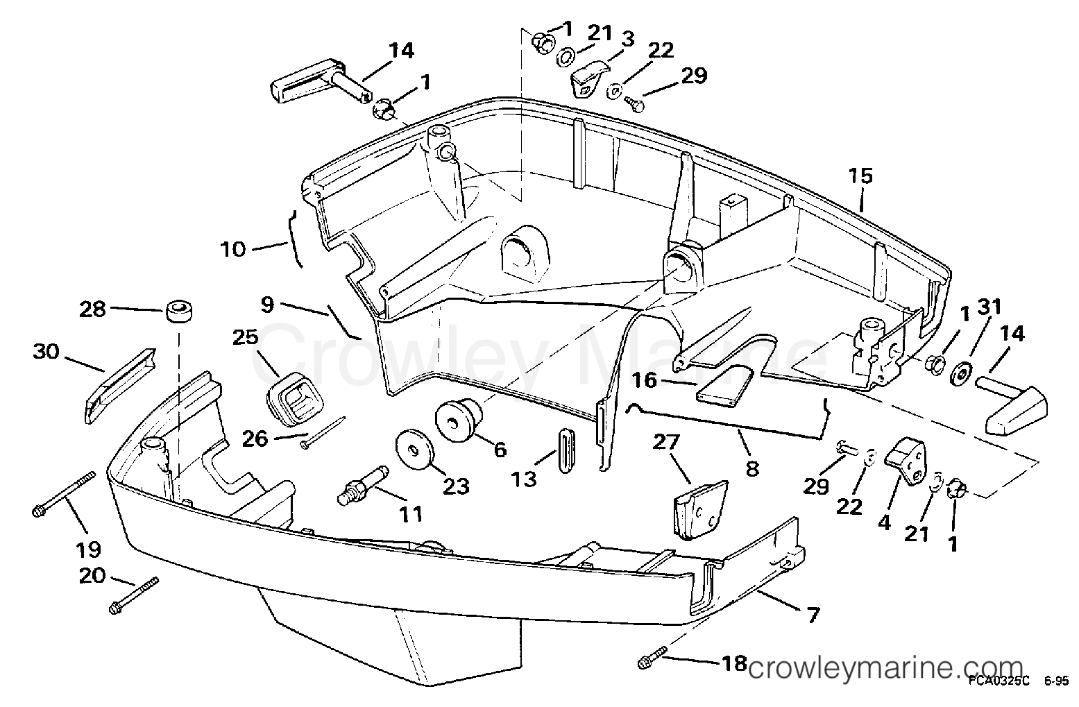 1998 Outboard 125 - SJ125WTPLN - LOWER ENGINE COVER