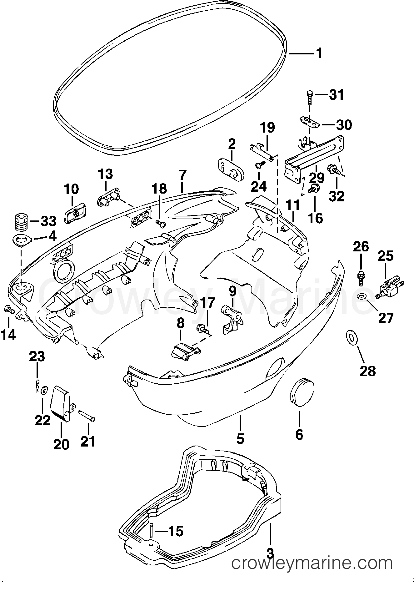 2000 Outboard 50 - E50PL4SSC - LOWER ENGINE COVER
