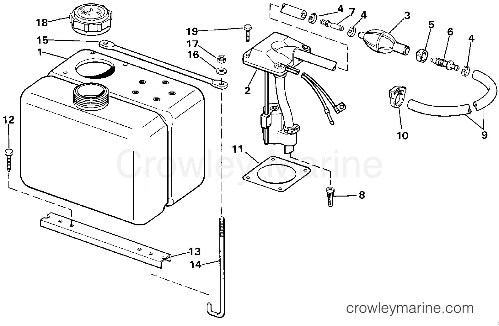 1984 Outboard 115 - E115MLCRD - VRO OIL TANK KIT-1.8 GALLON