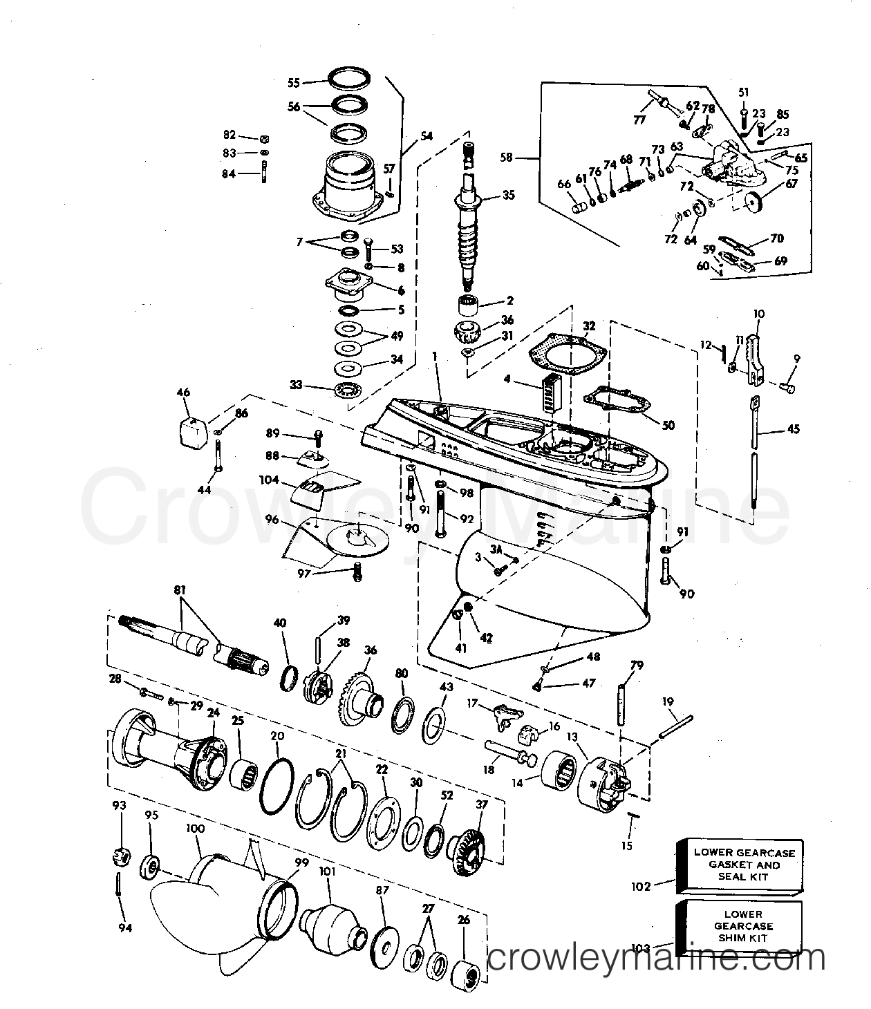 1982 Stern Drive 3 - 302FPHRCNC - LOWER GEARCASE GROUP