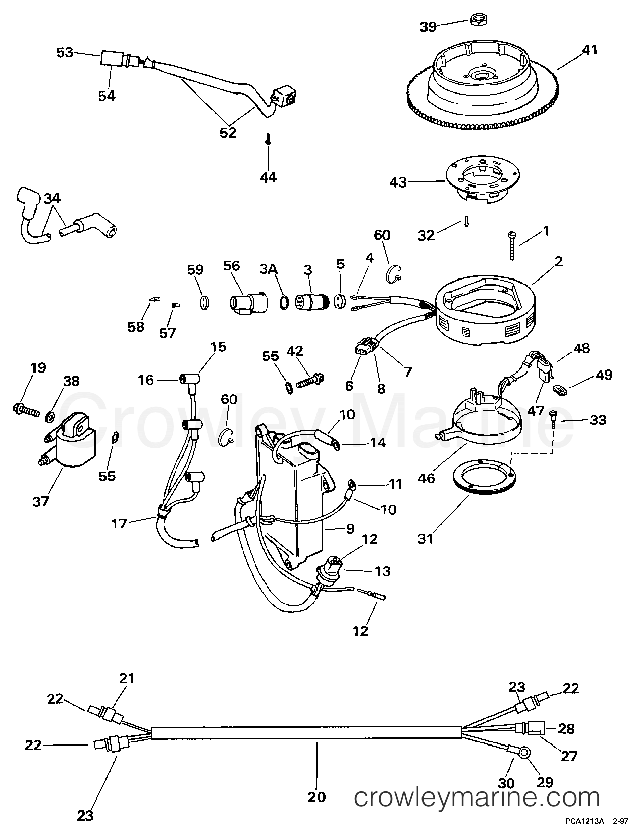 1997 Outboard 35 - J35TKLEUR - IGNITION SYSTEM - ROPE & AC