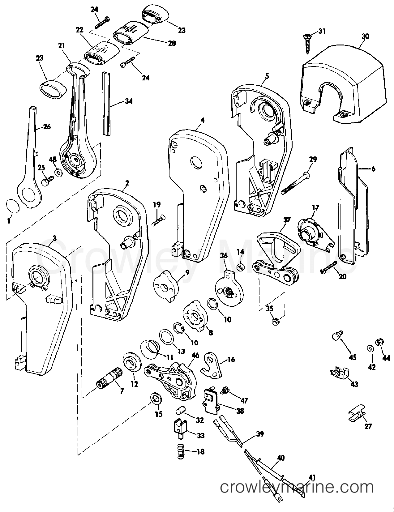 1987 Rigging Accessories - Remote Controls - REMOTE CONTROL ASSEMBLY - BINNACLE MOUNT, DUAL LEVER