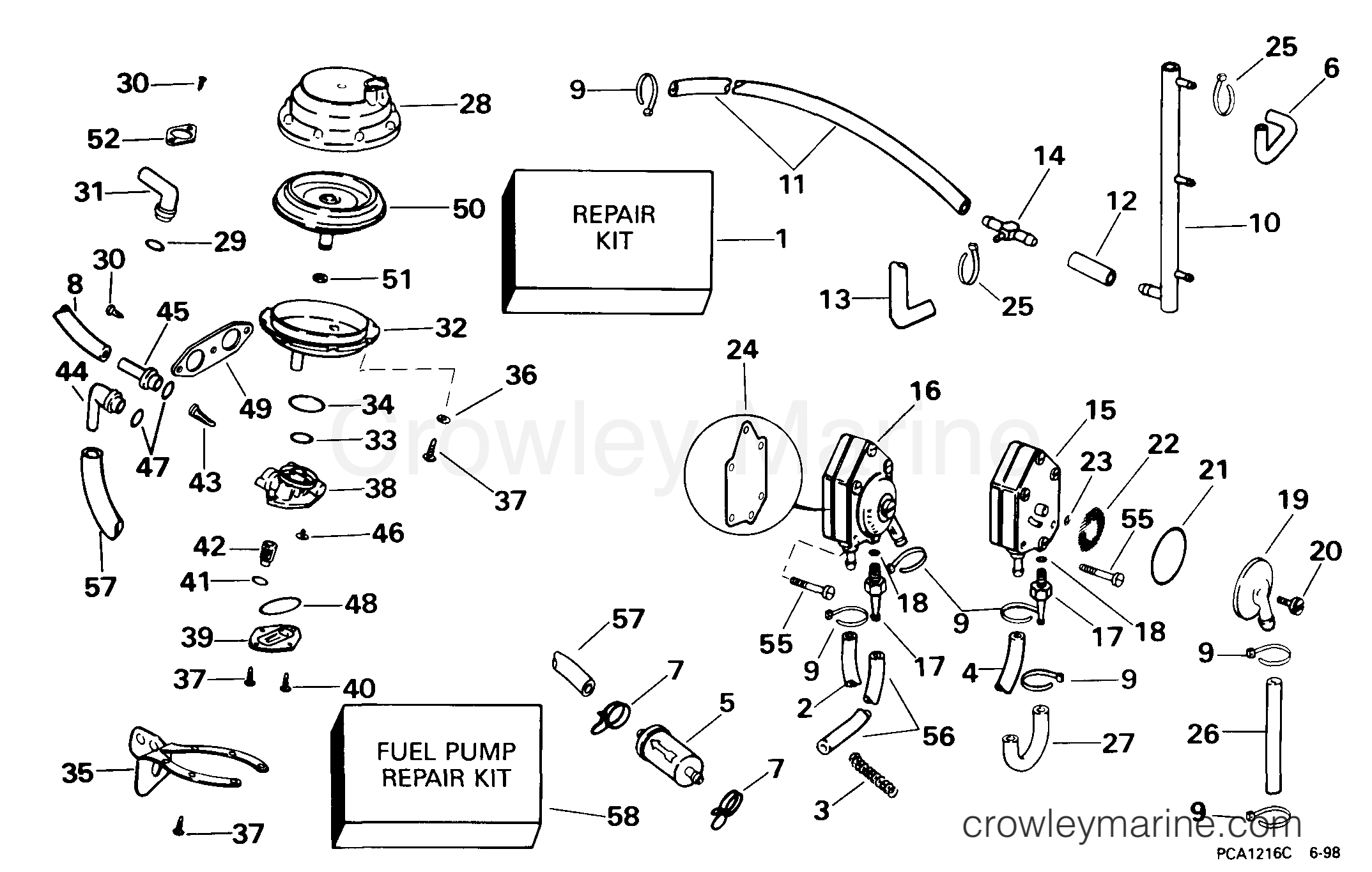 FUEL SYSTEM 1999 Johnson Outboards 35 J35PL3EEM Crowley Marine