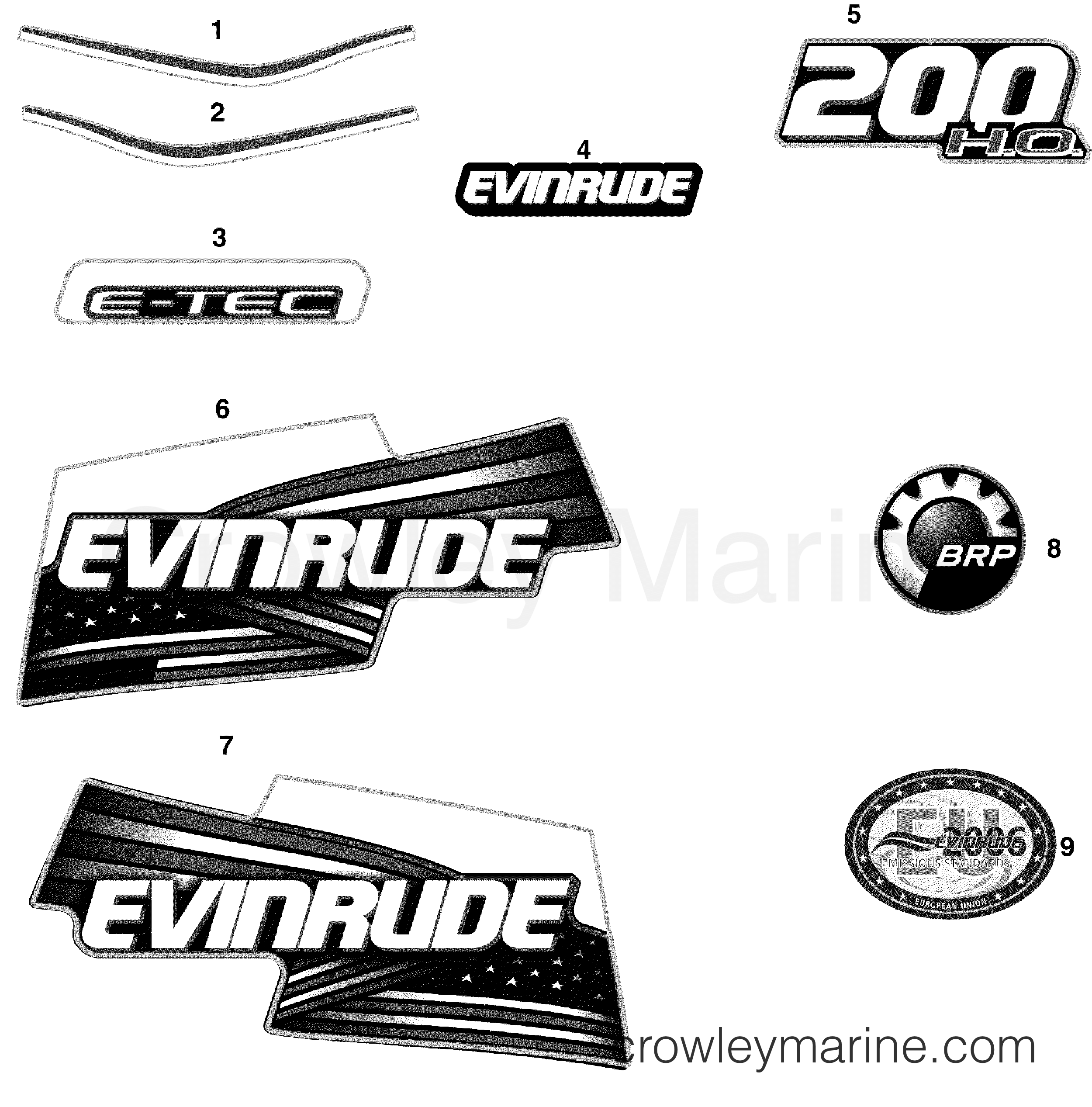 2007 Outboard 200 - E200DHLSUA - DECALS