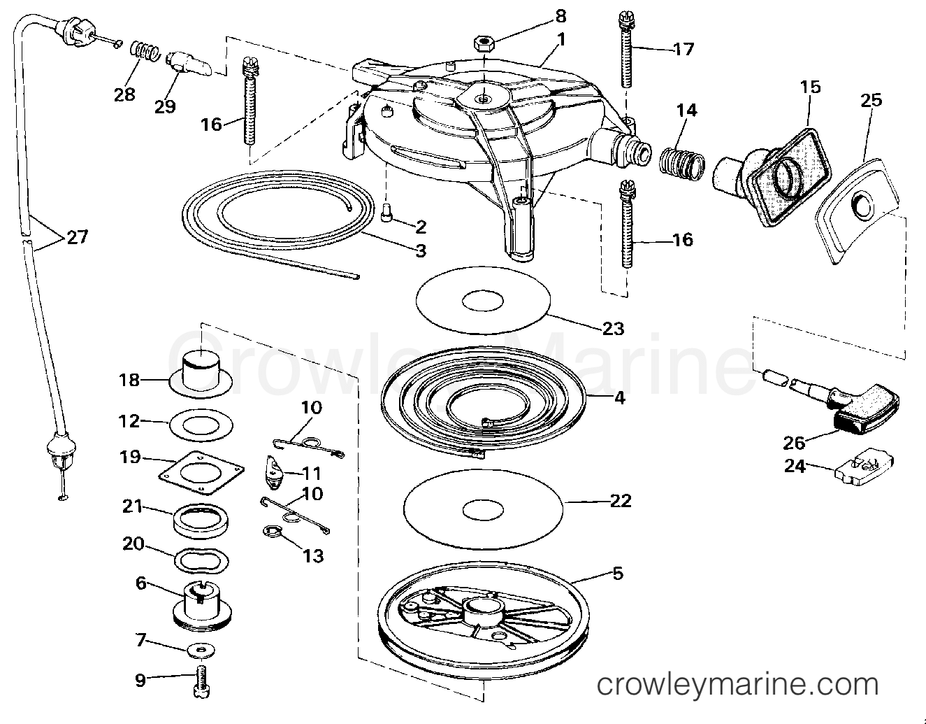 1987 Outboard 25 - J25TELCUR - REWIND STARTER