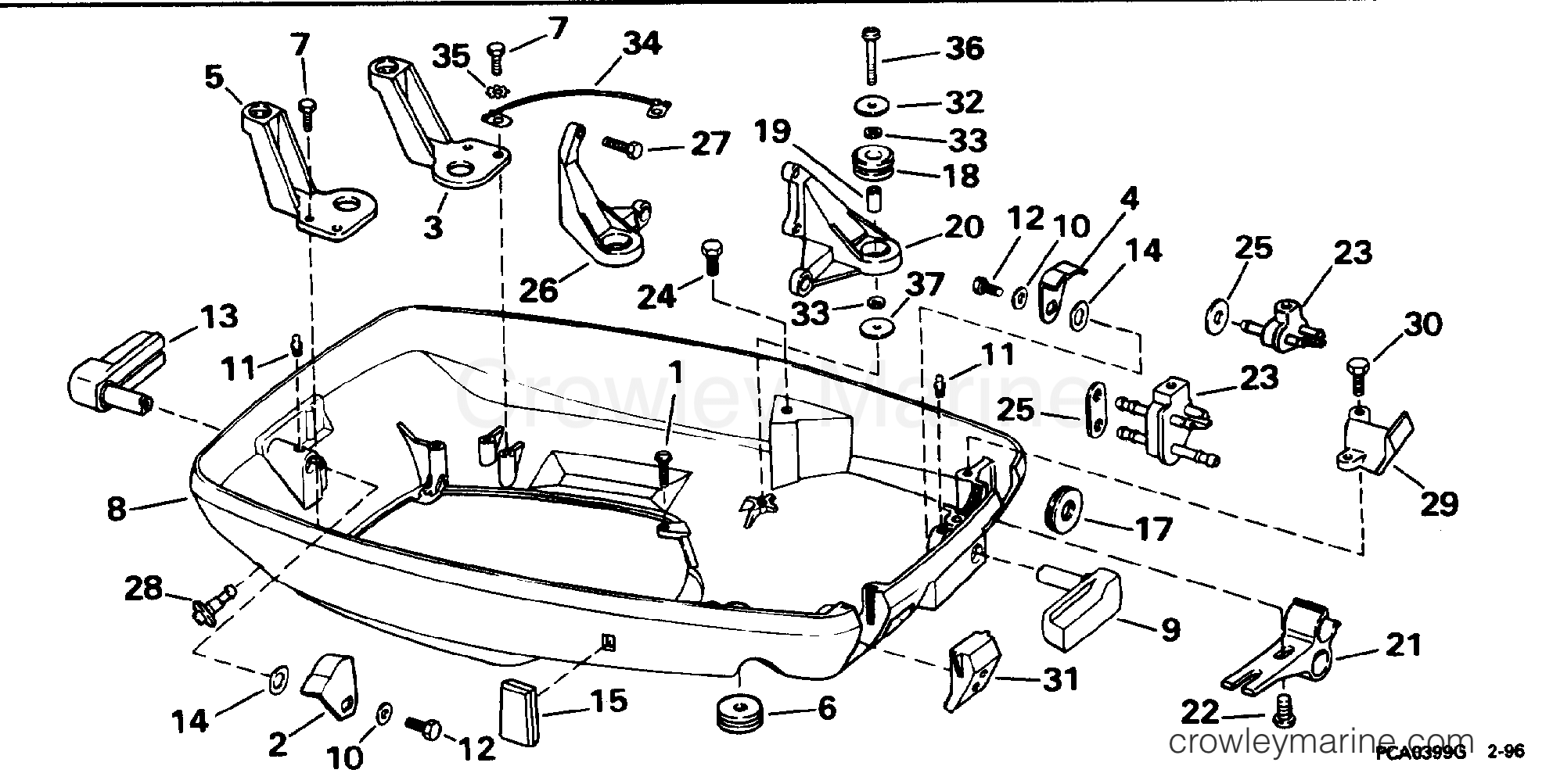 1996 Outboard 65 - SJ65WMLM - LOWER ENGINE COVER