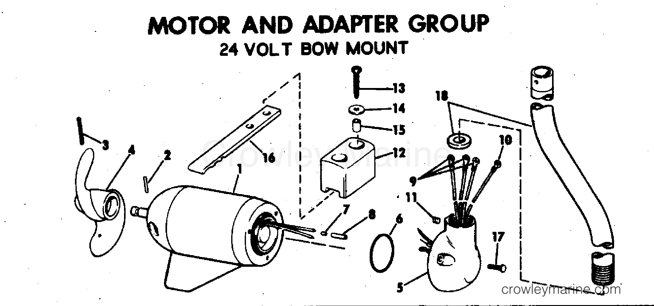 1978 Electric Motors 12 Volt - EB52R - MOTOR AND ADAPTER GROUP 24 VOLT BOW MOUNT