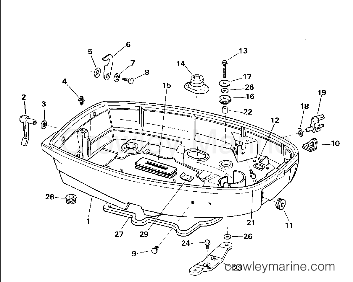 1994 Outboard 30 - E30RERM - LOWER ENGINE COVER